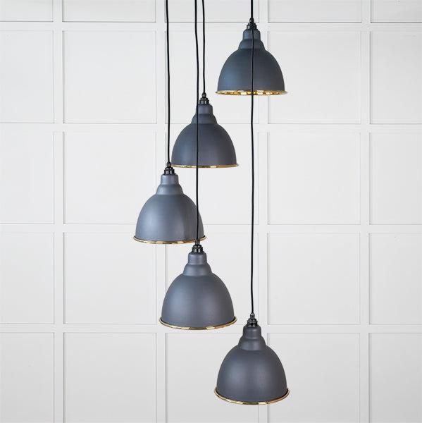 Hammered Brass Brindley Cluster Pendant in Slate | From The Anvil-Cluster Pendants-Yester Home