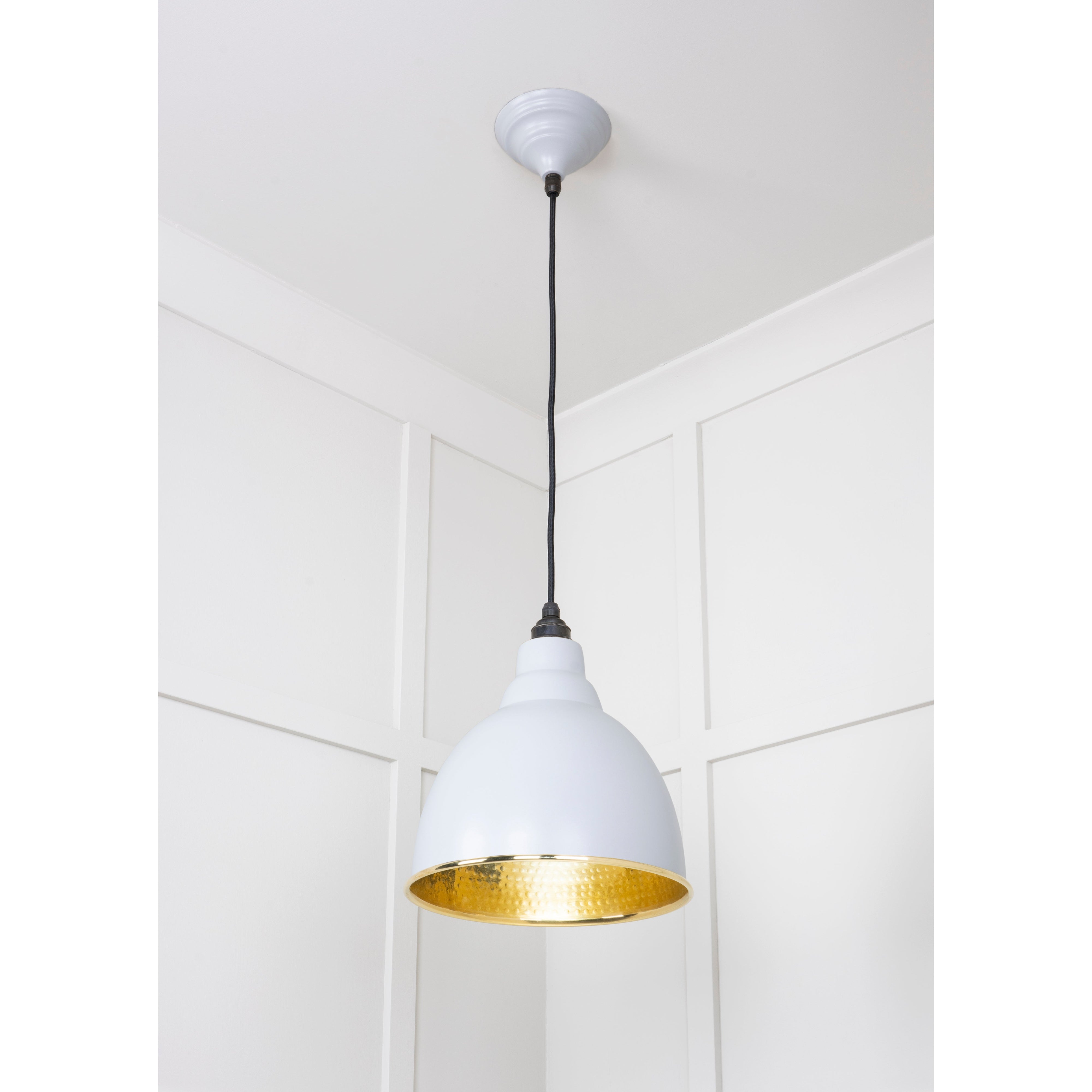 Hammered Brass Brindley Pendant in Birch | From The Anvil-Brindley-Yester Home