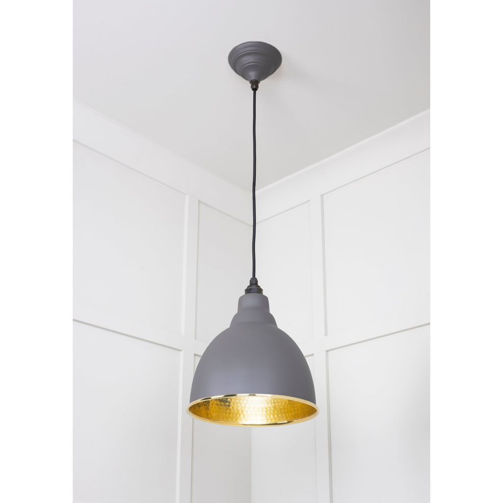 Hammered Brass Brindley Pendant in Bluff | From The Anvil-Brindley-Yester Home