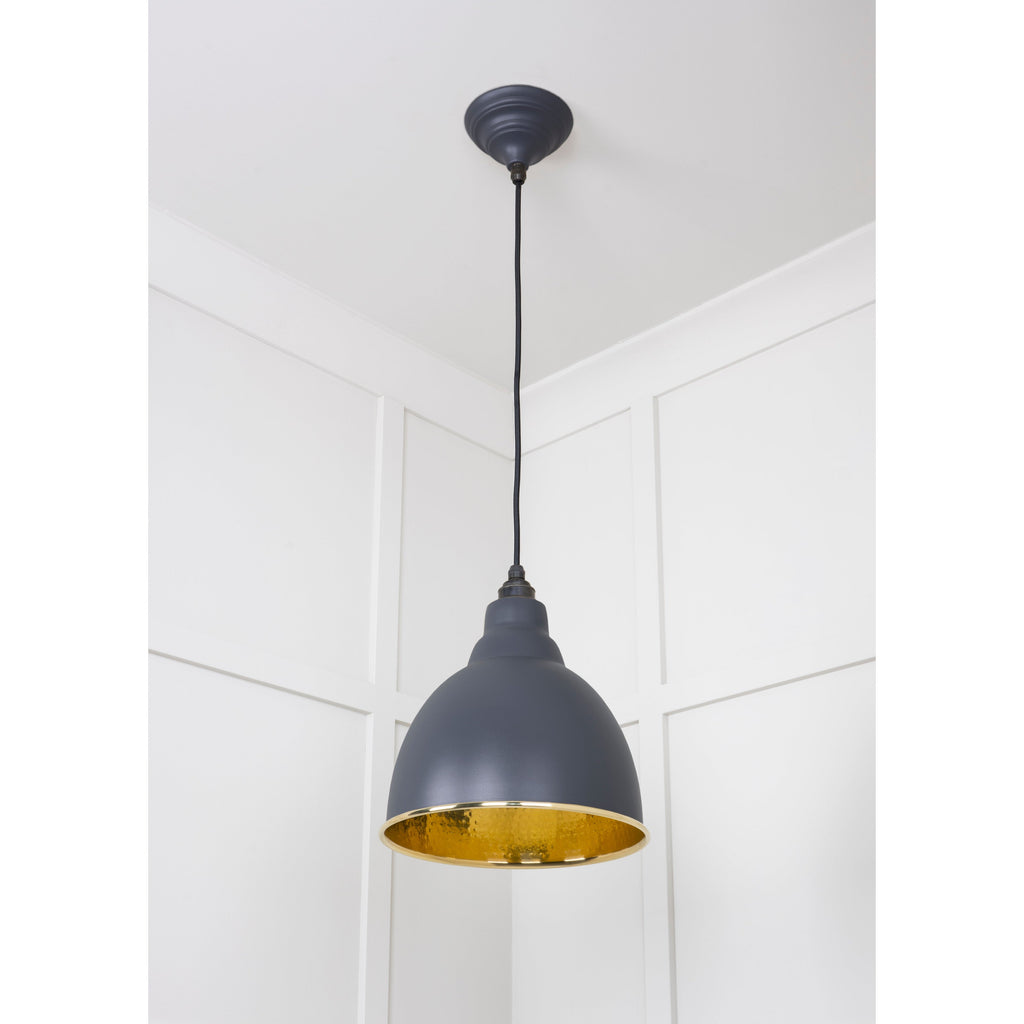 Hammered Brass Brindley Pendant in Slate | From The Anvil-Brindley-Yester Home