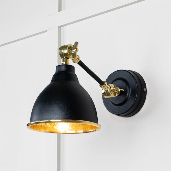 Hammered Brass Brindley Wall Light in Elan Black | From The Anvil-Wall Lights-Yester Home