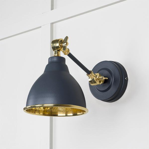 Hammered Brass Brindley Wall Light in Slate | From The Anvil-Wall Lights-Yester Home