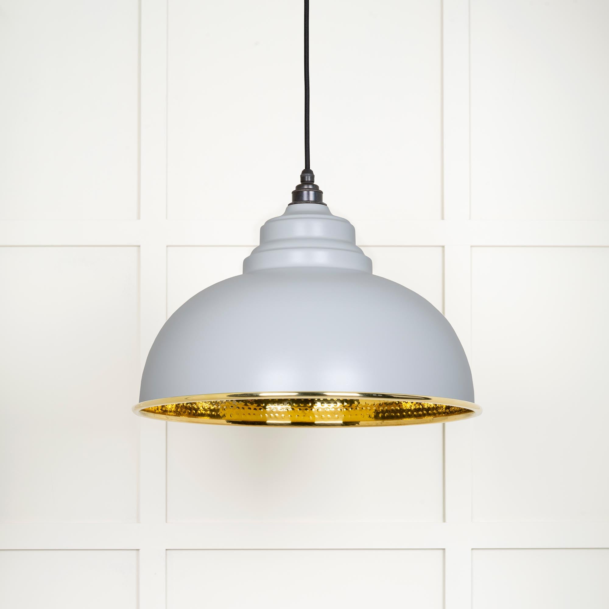 Hammered Brass Harborne Pendant in Birch | From The Anvil - Harborne - From The Anvil - Yester Home