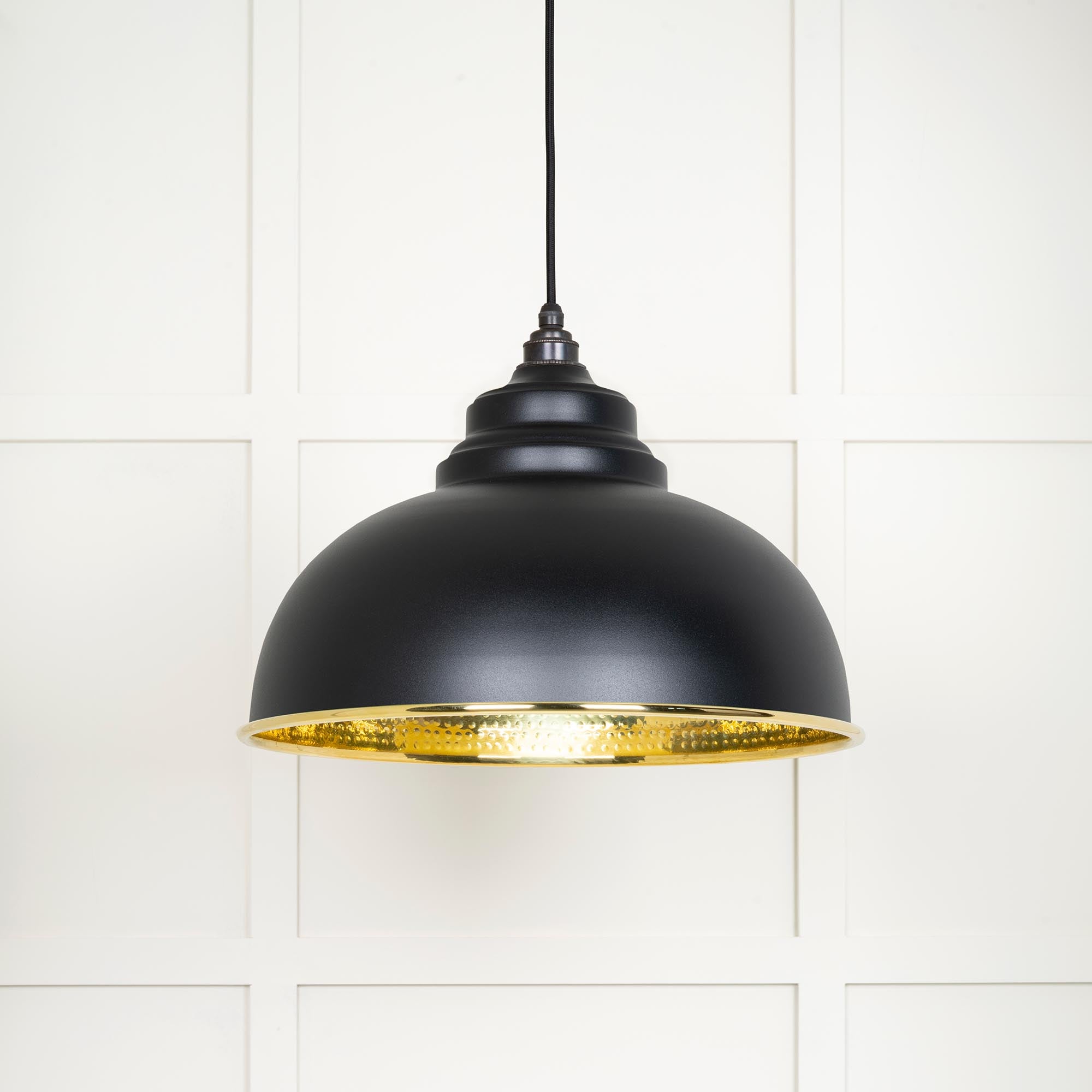 Hammered Brass Harborne Pendant in Elan Black | From The Anvil - Harborne - From The Anvil - Yester Home