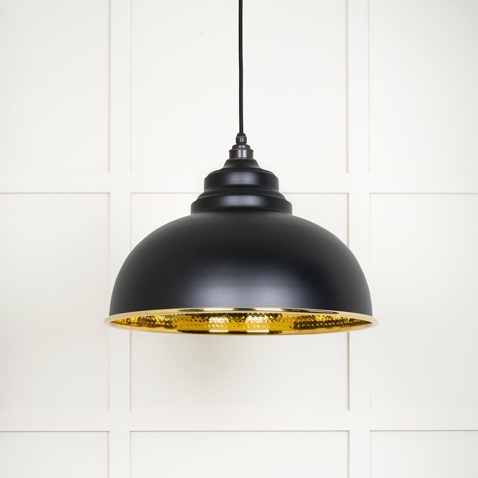 Hammered Brass Harborne Pendant in Elan Black | From The Anvil - Harborne - From The Anvil - Yester Home