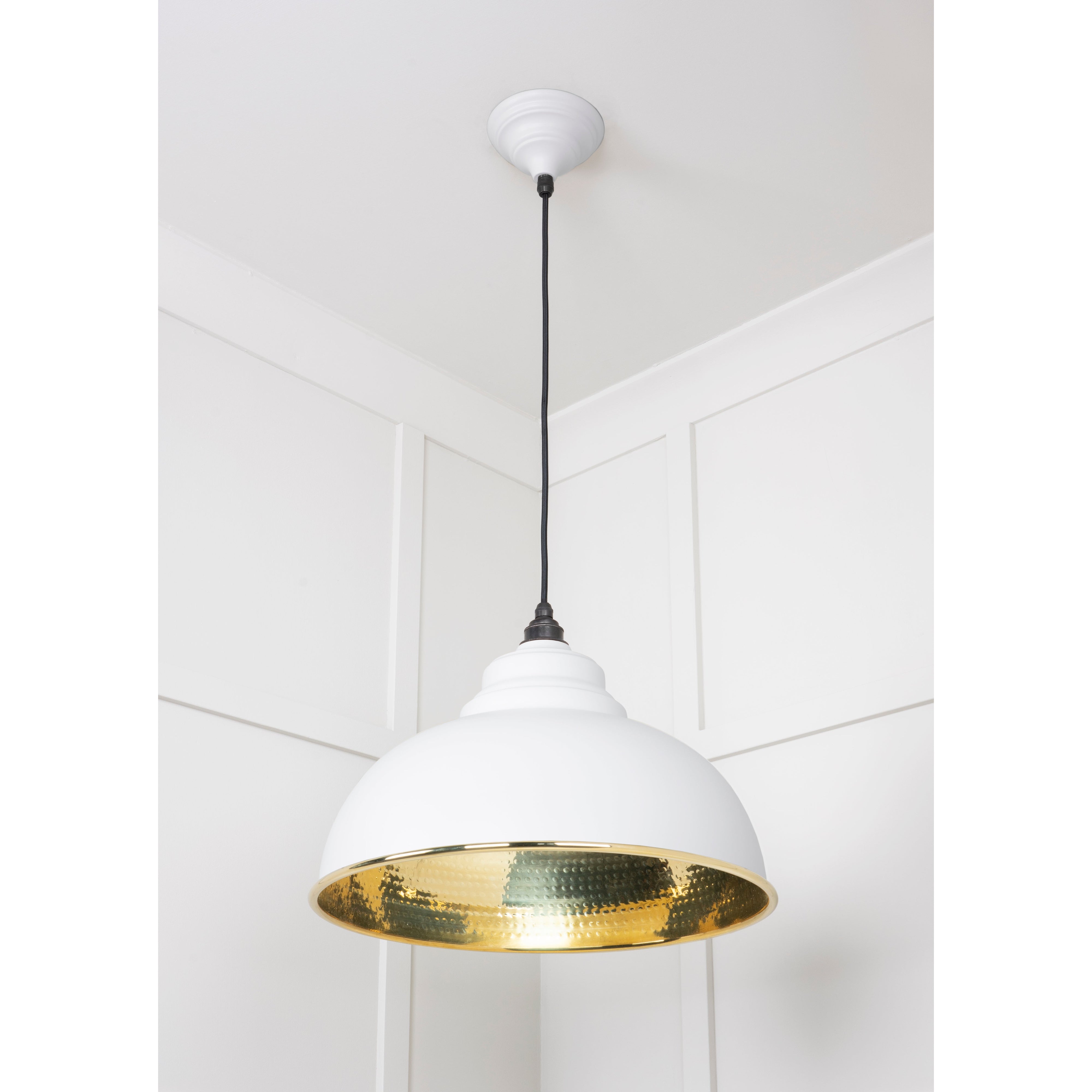 Hammered Brass Harborne Pendant in Flock | From The Anvil-Harborne-Yester Home