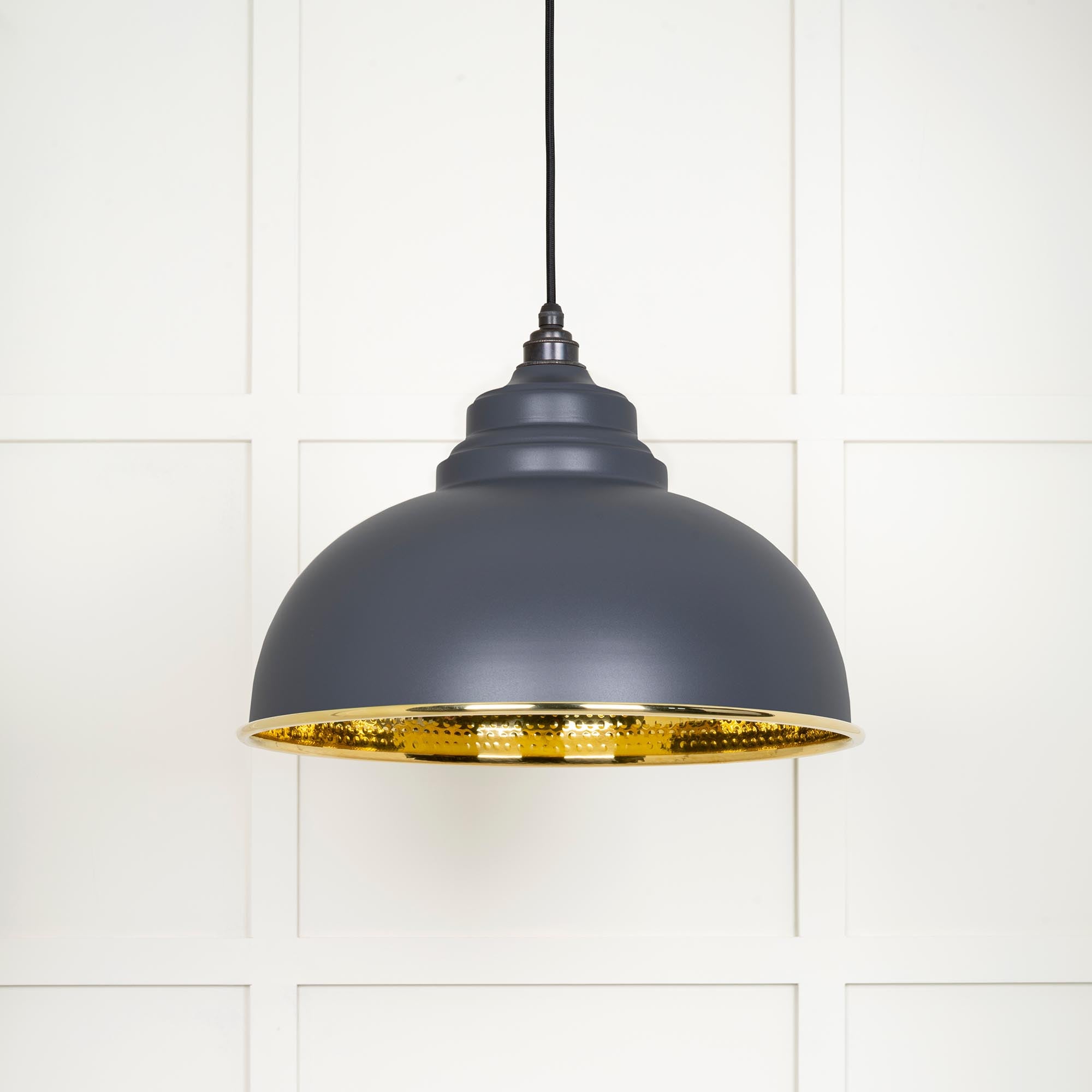 Hammered Brass Harborne Pendant in Slate | From The Anvil - Harborne - From The Anvil - Yester Home