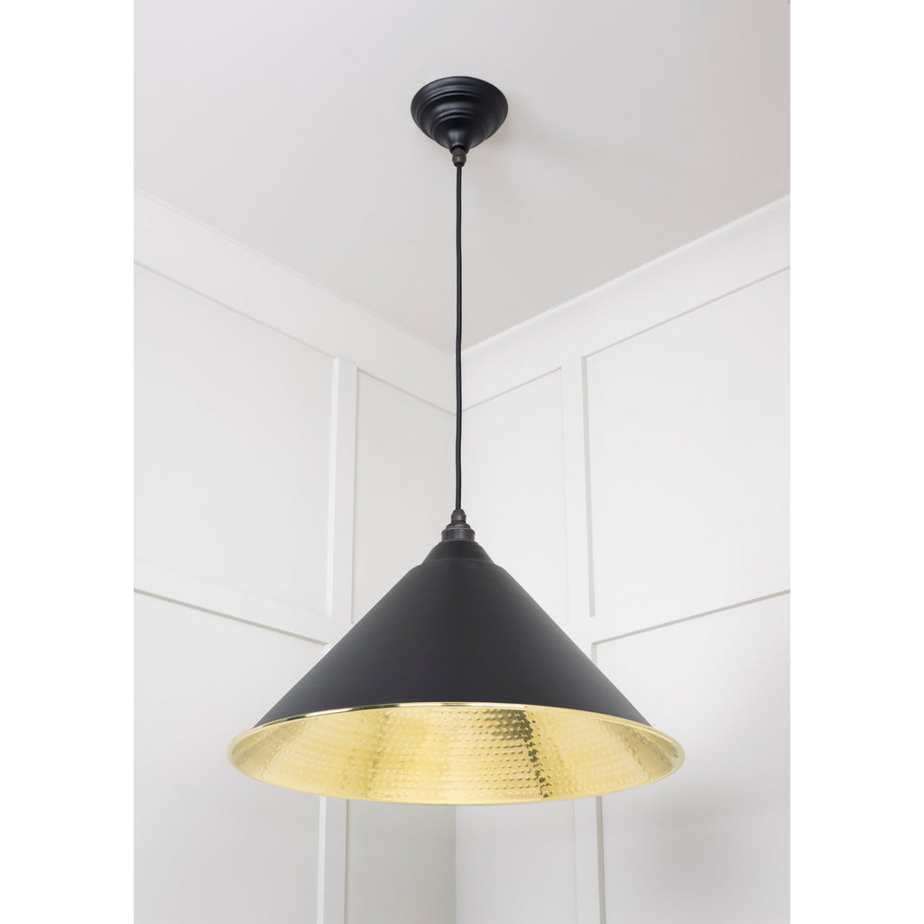 Hammered Brass Hockley Pendant in Elan Black | From The Anvil-Hockley-Yester Home
