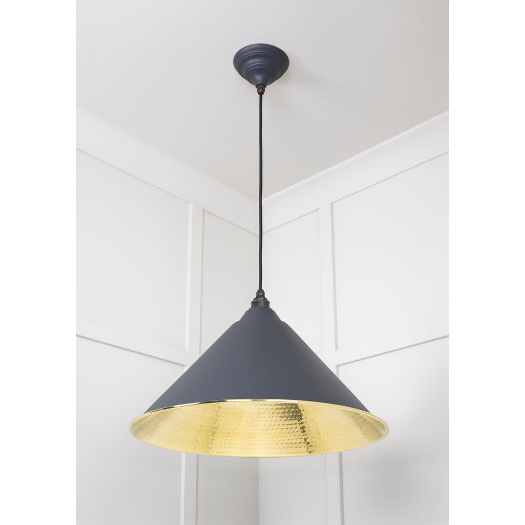Hammered Brass Hockley Pendant in Slate | From The Anvil-Hockley-Yester Home