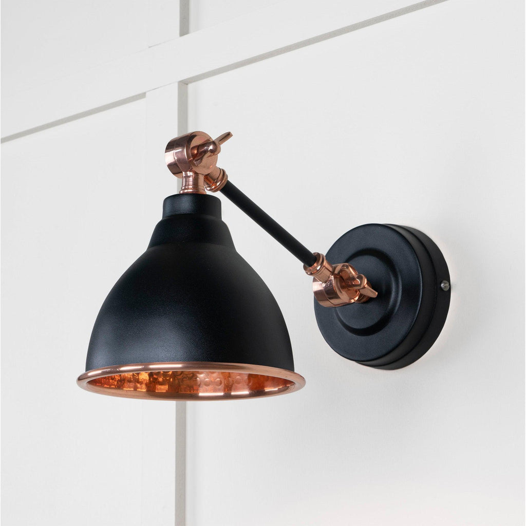 Hammered Copper Brindley Wall Light in Elan Black | From The Anvil-Wall Lights-Yester Home