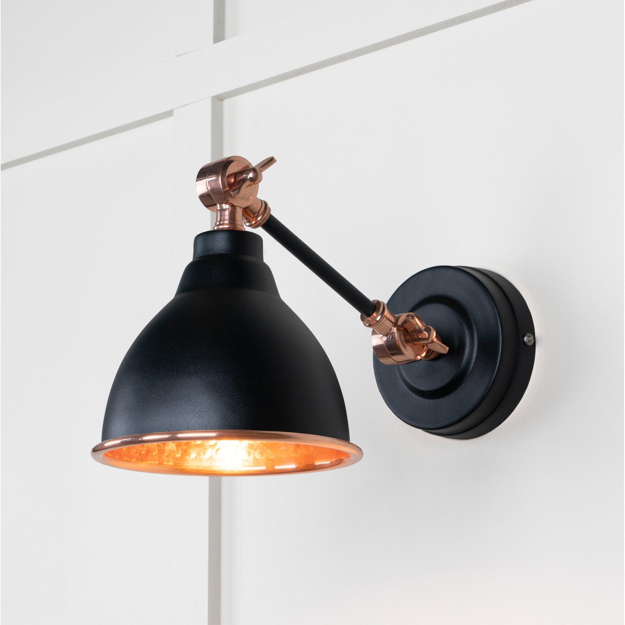Hammered Copper Brindley Wall Light in Elan Black | From The Anvil - Wall Lights - From The Anvil - Yester Home