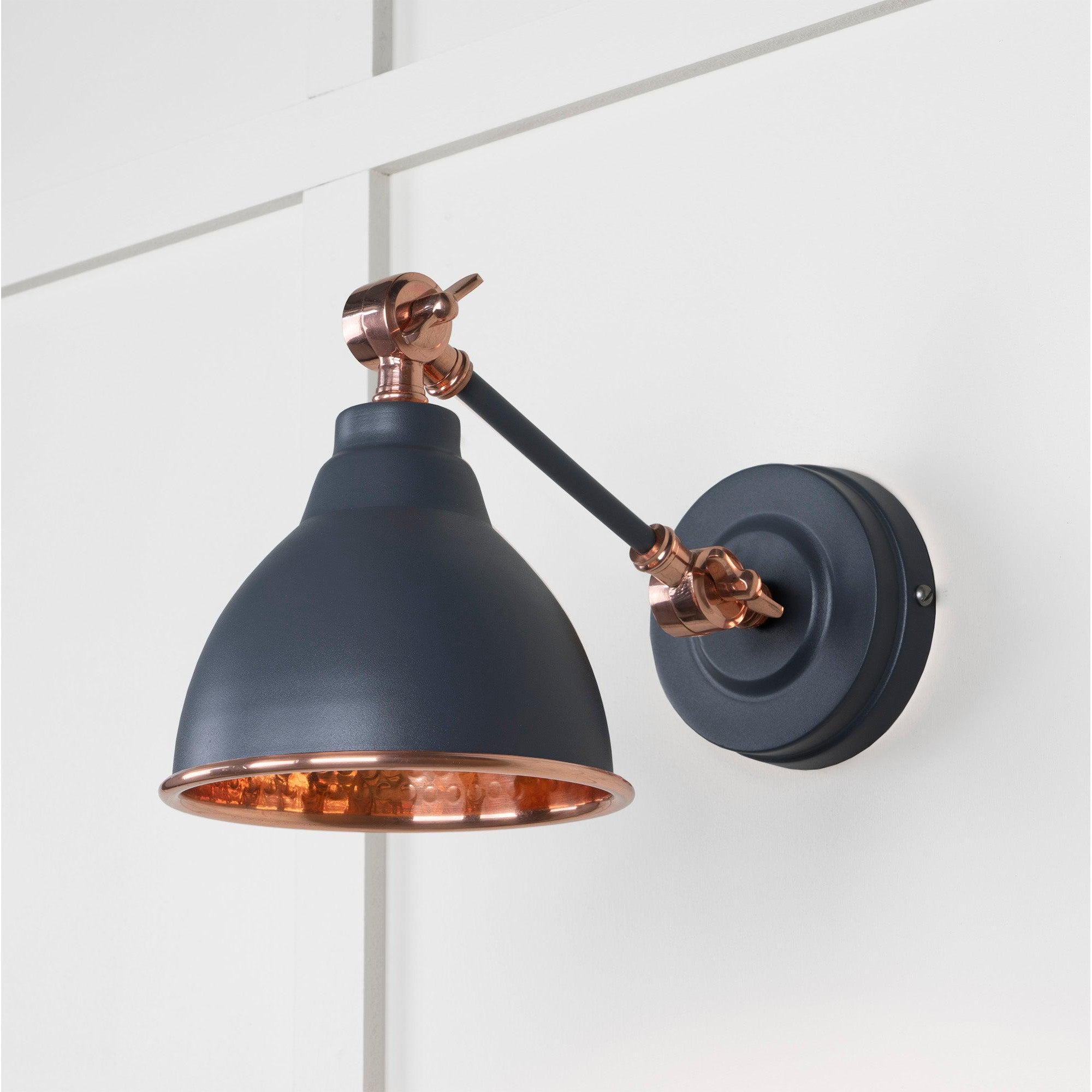 Hammered Copper Brindley Wall Light in Slate | From The Anvil-Wall Lights-Yester Home