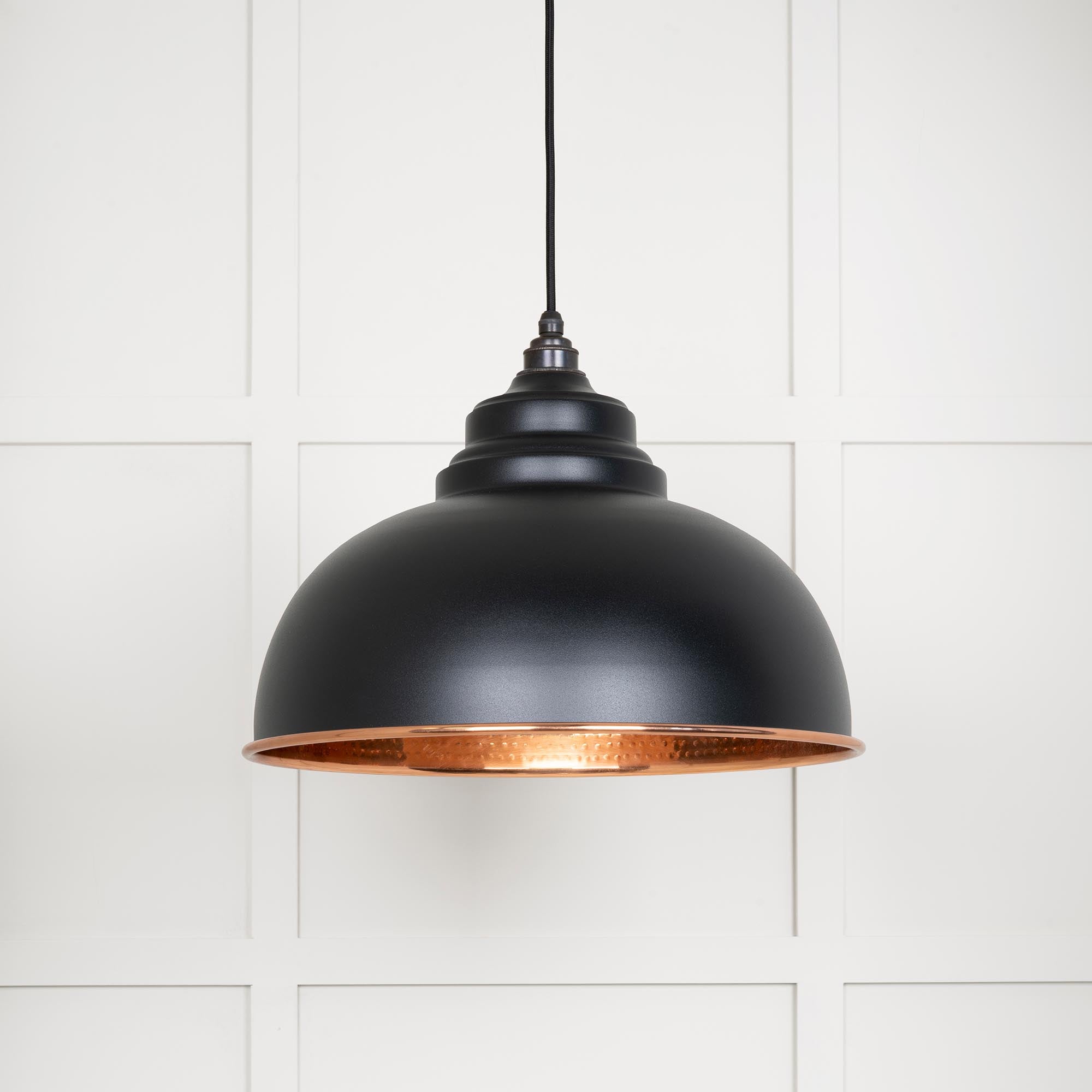 Hammered Copper Harborne Pendant in Elan Black | From The Anvil - Harborne - From The Anvil - Yester Home