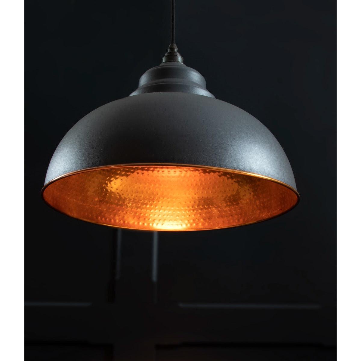 Hammered Copper Harborne Pendant in Slate | From The Anvil-Harborne-Yester Home