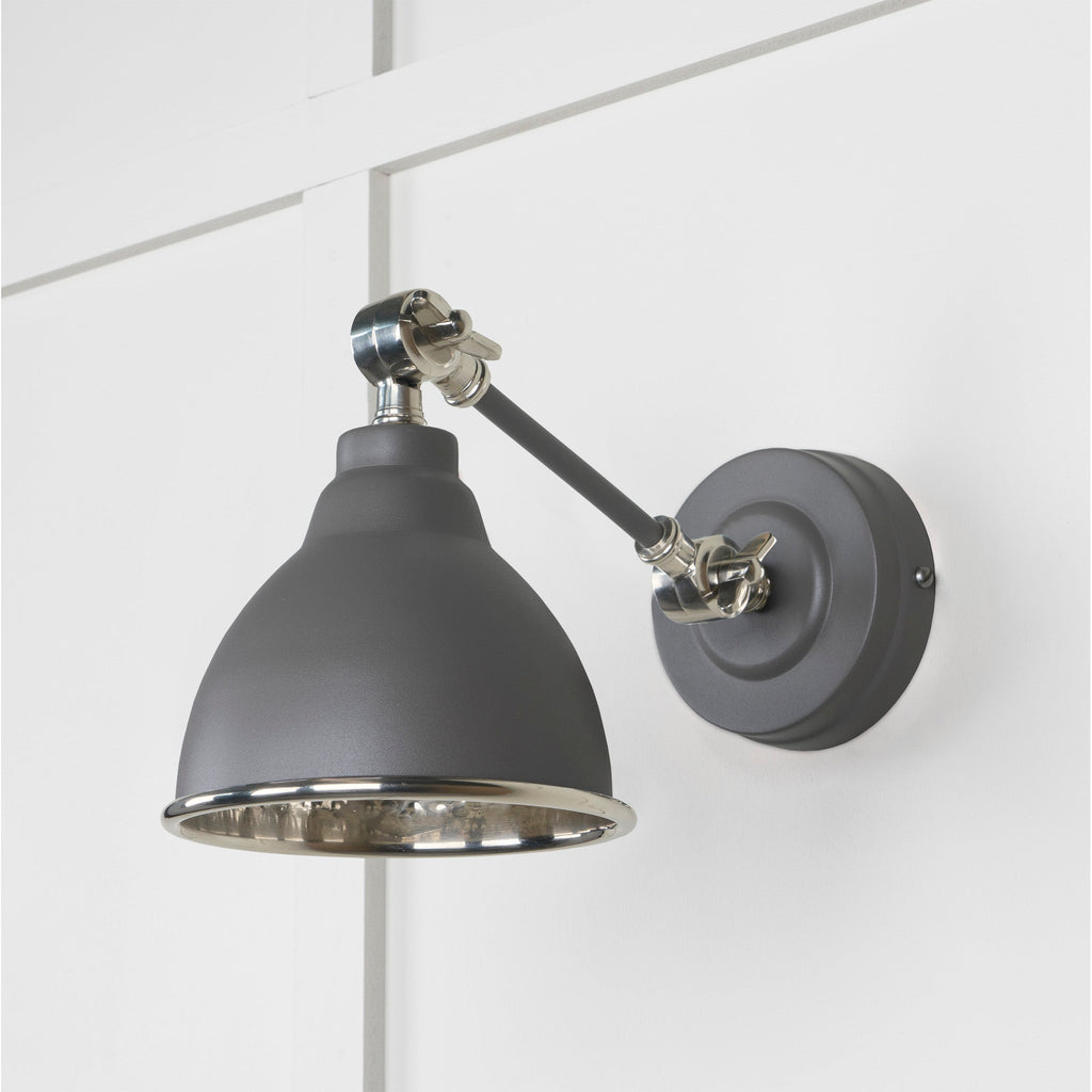 Hammered Nickel Brindley Wall Light in Bluff | From The Anvil-Wall Lights-Yester Home