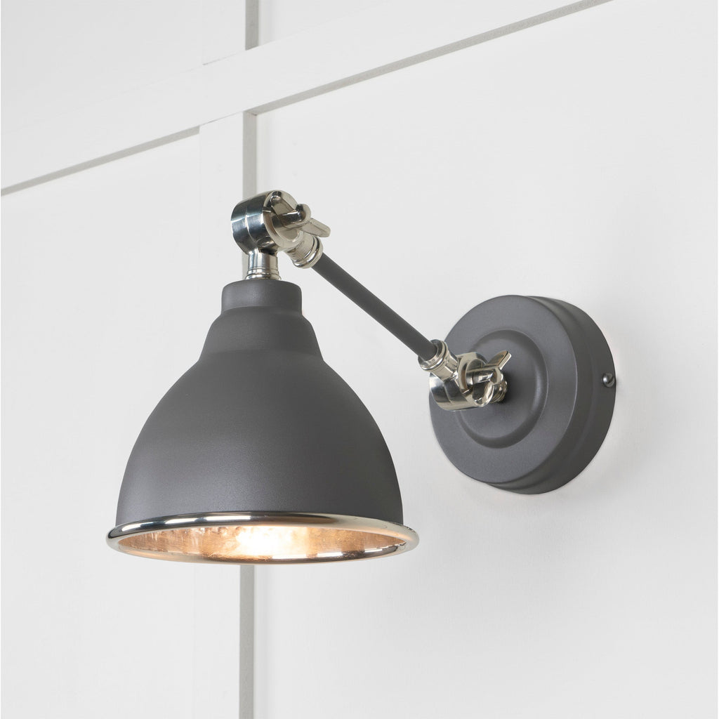 Hammered Nickel Brindley Wall Light in Bluff | From The Anvil-Wall Lights-Yester Home