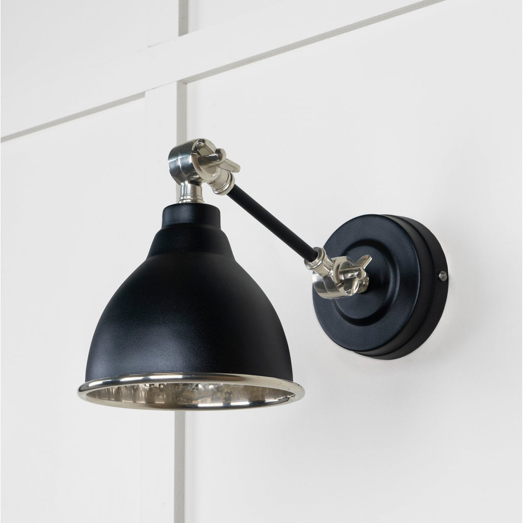 Hammered Nickel Brindley Wall Light in Elan Black | From The Anvil-Wall Lights-Yester Home