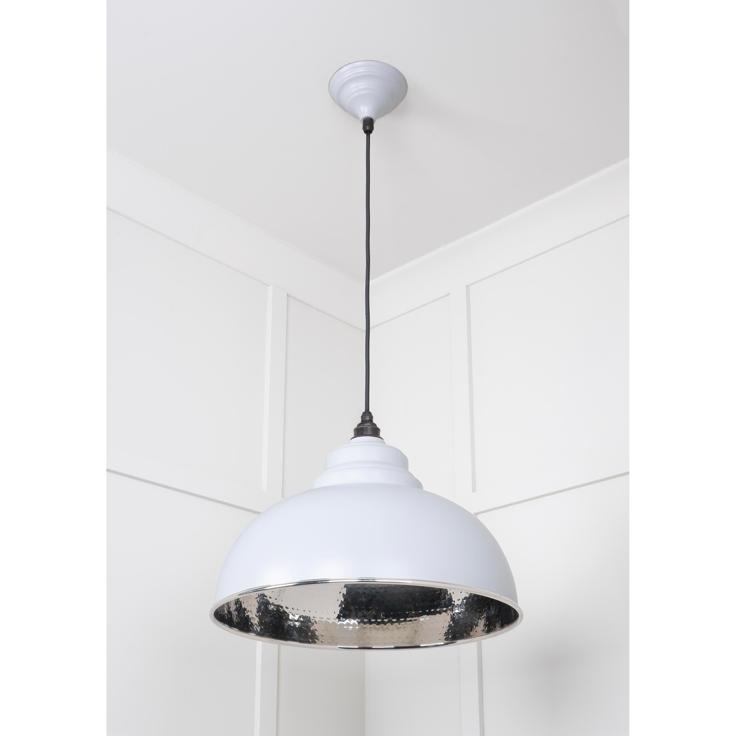 Hammered Nickel Harborne Pendant in Birch | From The Anvil - Harborne - From The Anvil - Yester Home