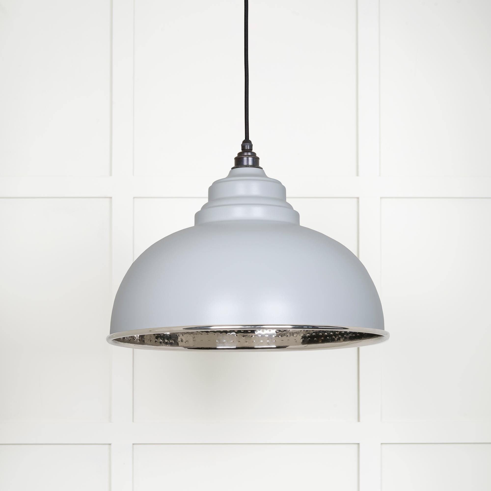 Hammered Nickel Harborne Pendant in Birch | From The Anvil - Harborne - From The Anvil - Yester Home