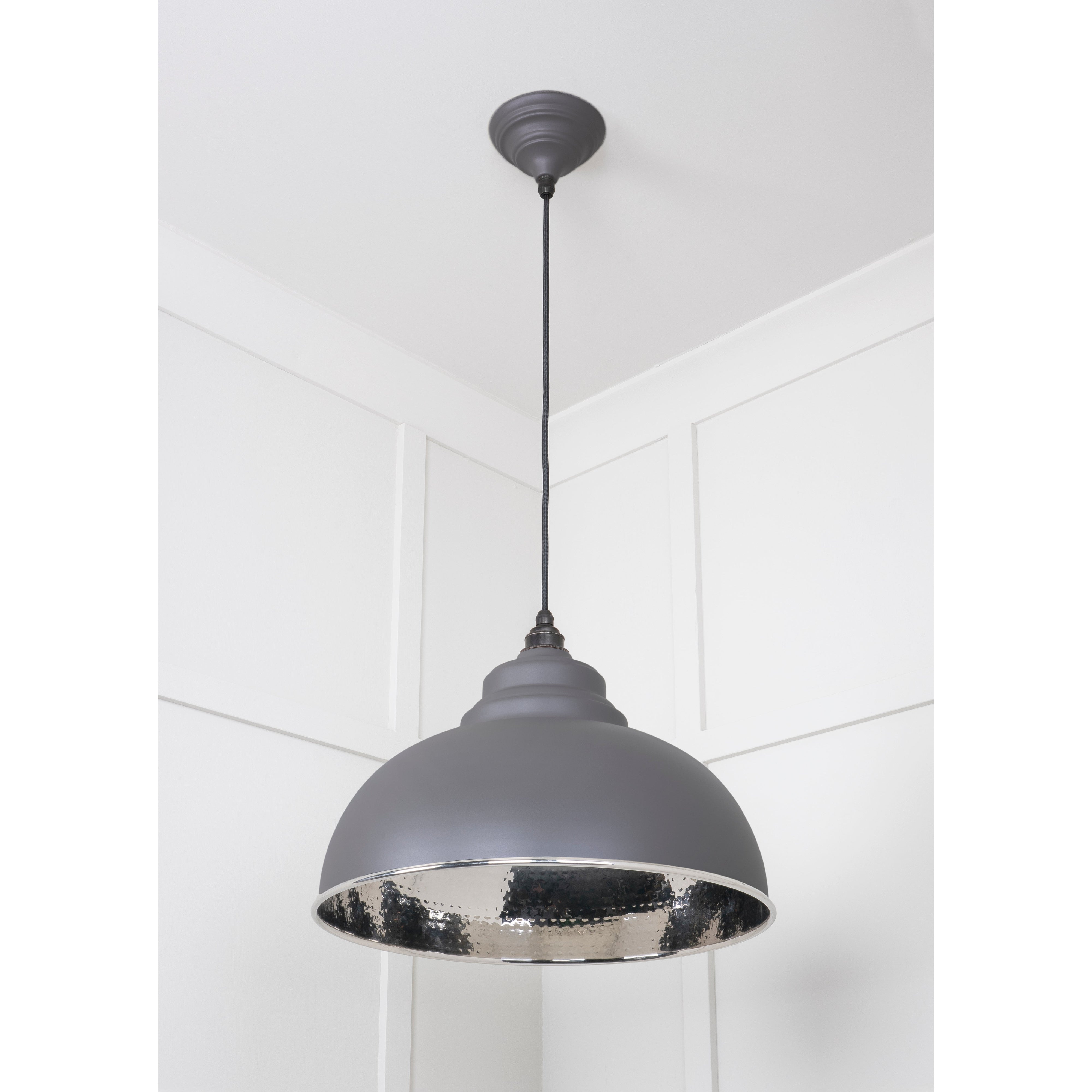 Hammered Nickel Harborne Pendant in Bluff | From The Anvil-Harborne-Yester Home
