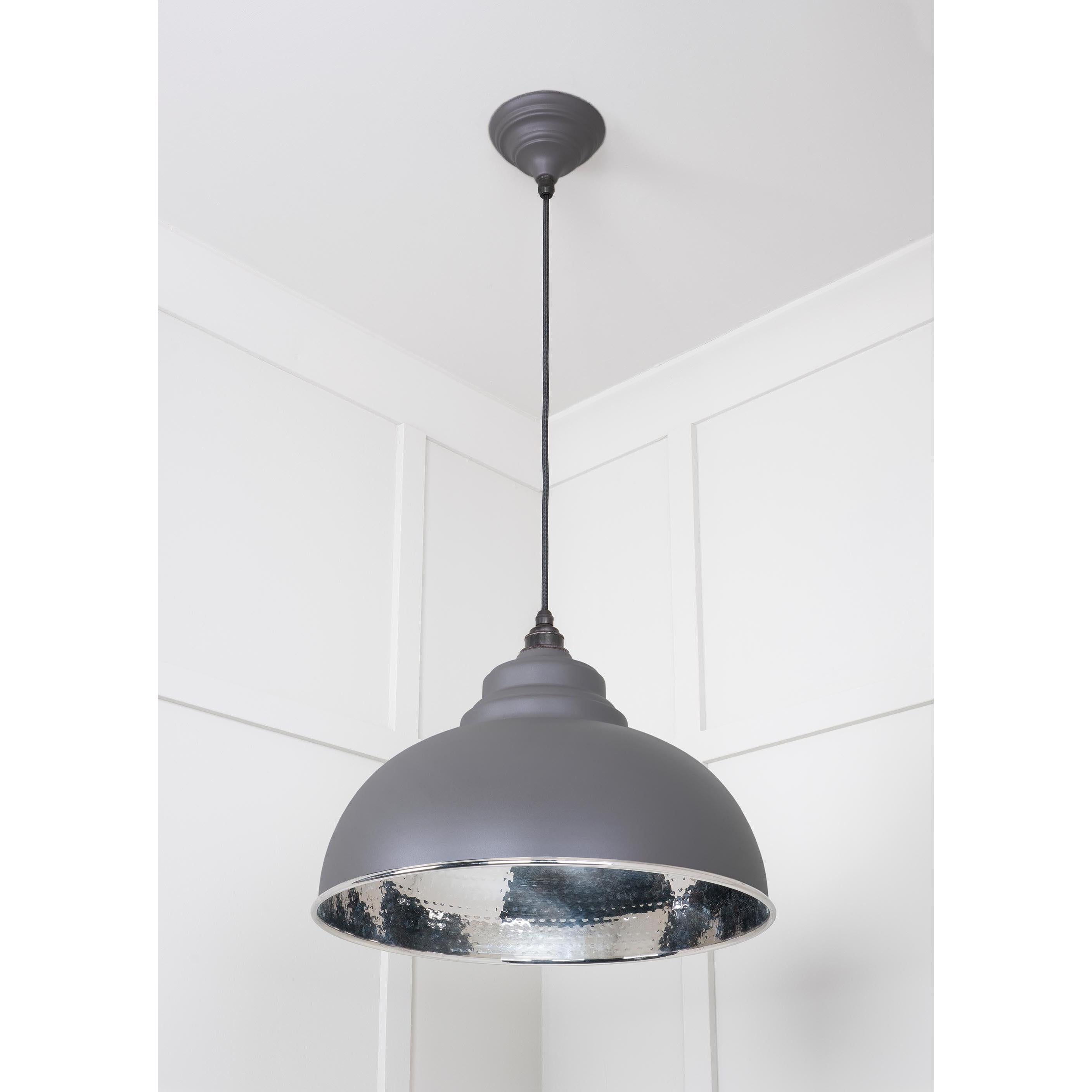 Hammered Nickel Harborne Pendant in Bluff | From The Anvil - Harborne - From The Anvil - Yester Home