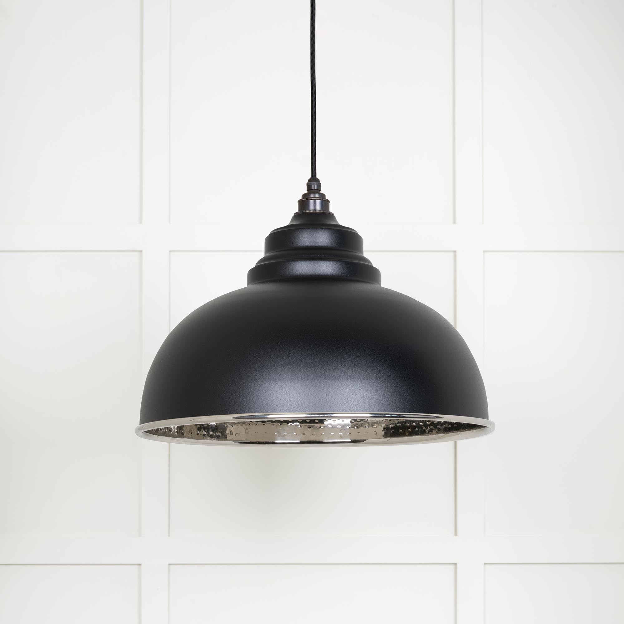 Hammered Nickel Harborne Pendant in Elan Black | From The Anvil - Harborne - From The Anvil - Yester Home