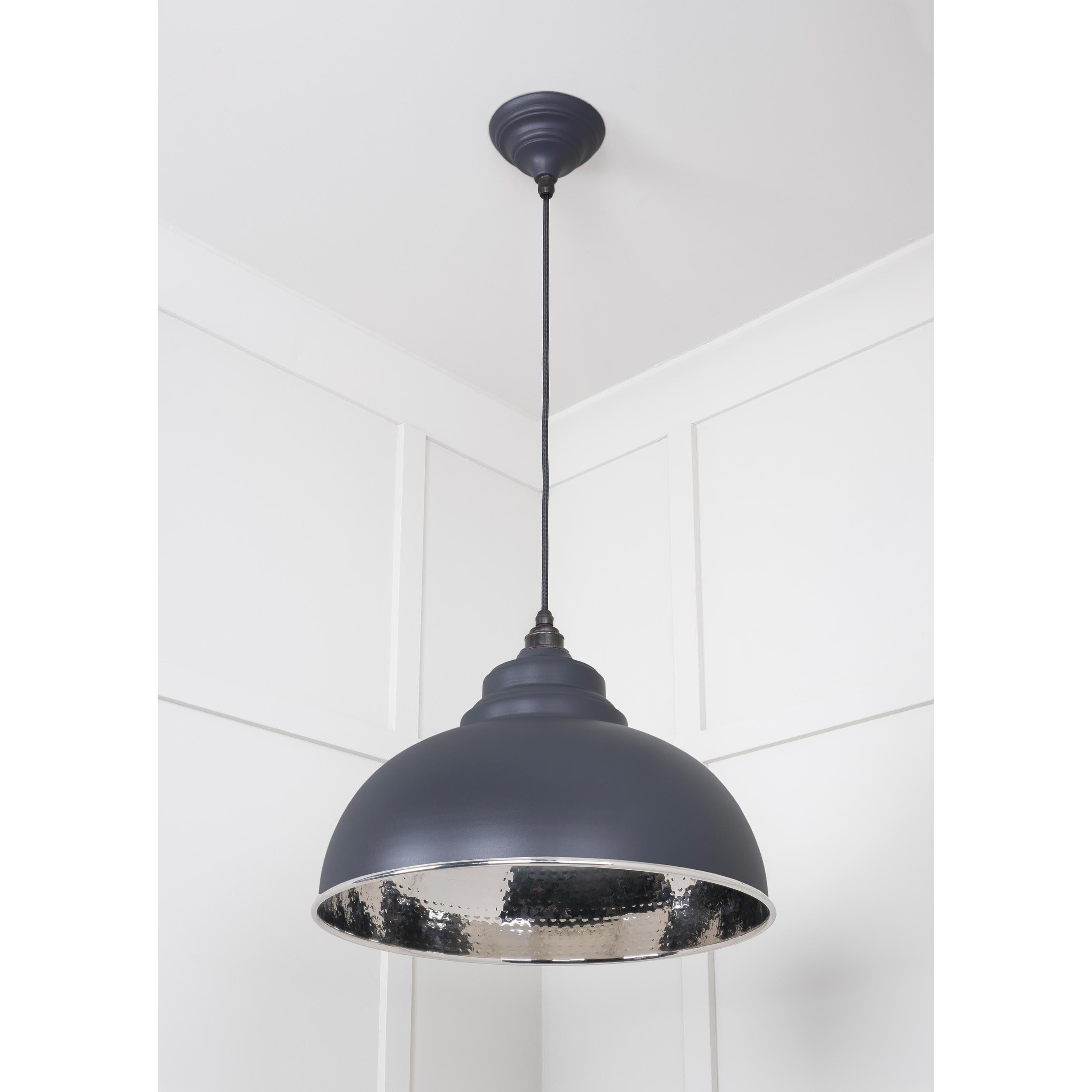 Hammered Nickel Harborne Pendant in Slate | From The Anvil - Harborne - From The Anvil - Yester Home