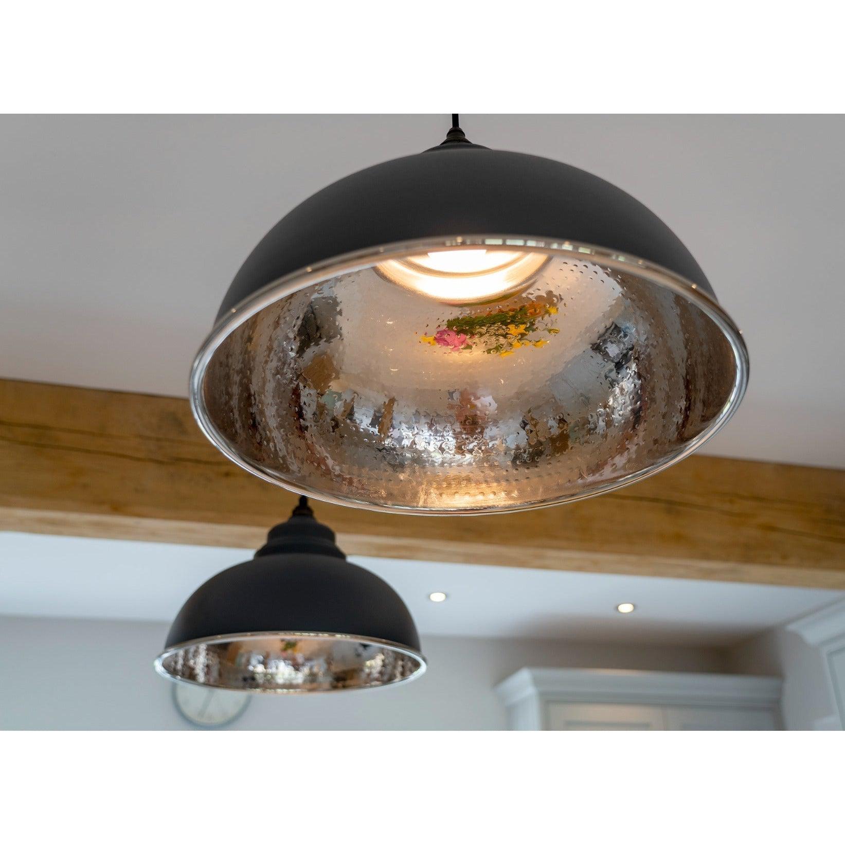 Hammered Nickel Harborne Pendant in Slate | From The Anvil-Harborne-Yester Home