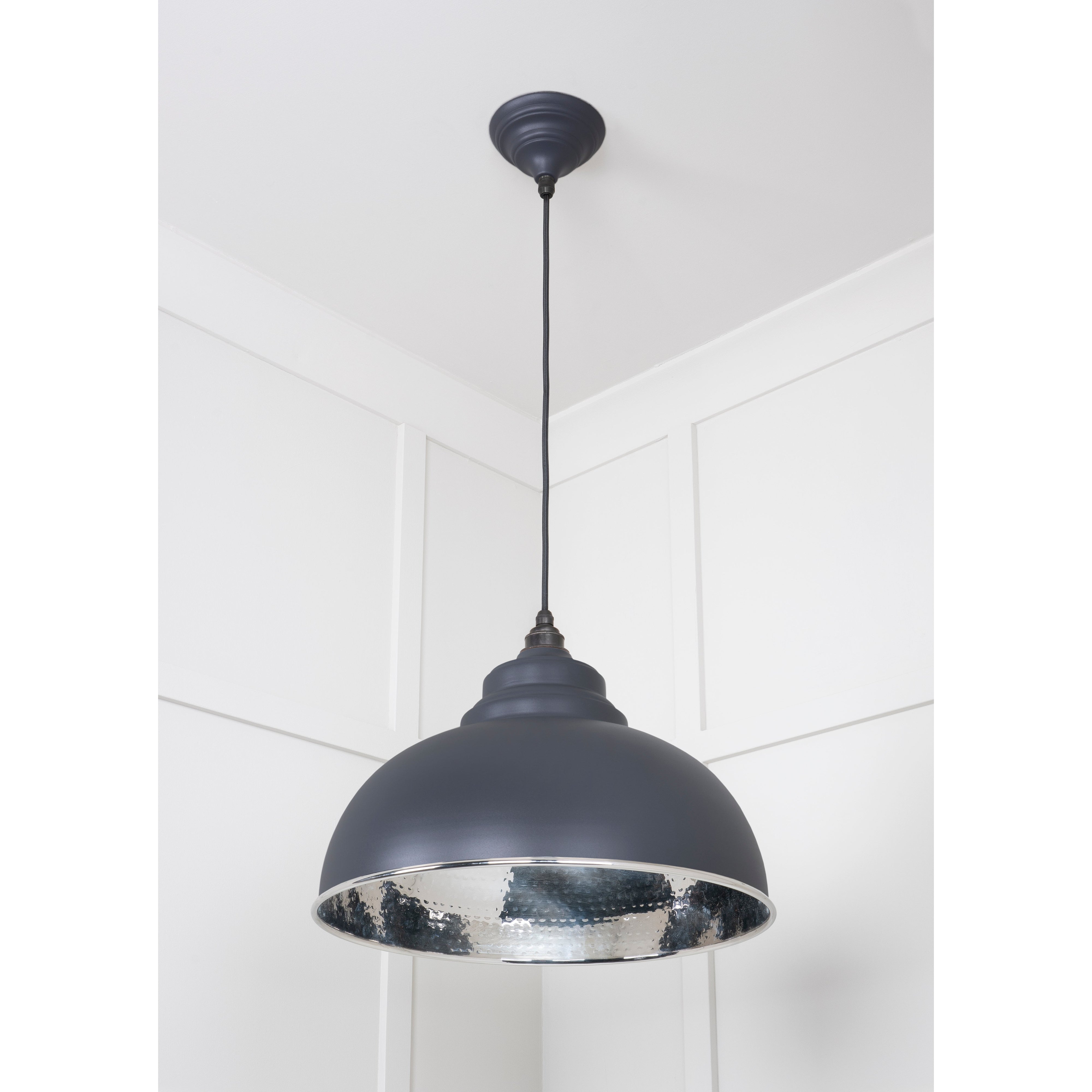 Hammered Nickel Harborne Pendant in Slate | From The Anvil-Harborne-Yester Home