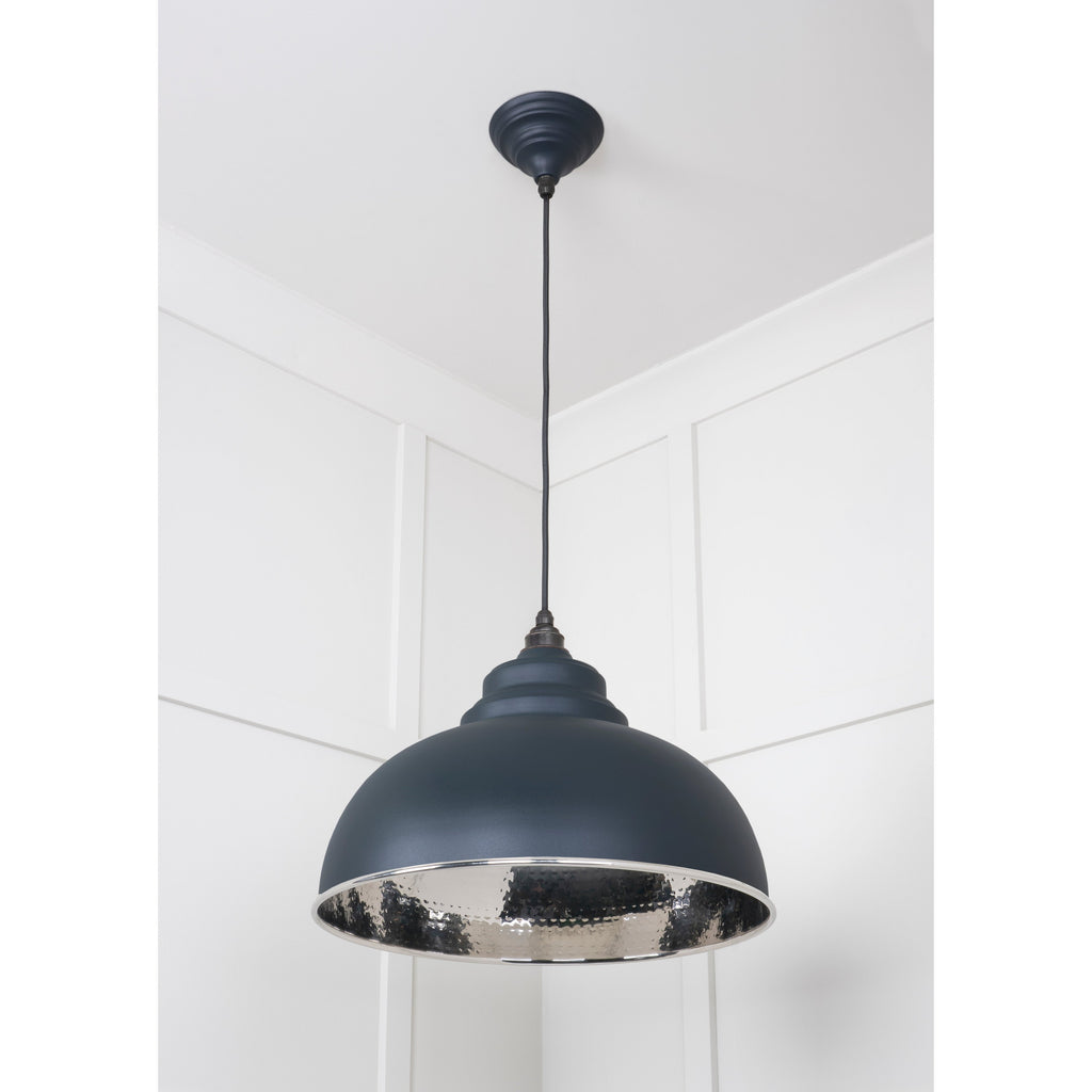 Hammered Nickel Harborne Pendant in Soot | From The Anvil-Harborne-Yester Home