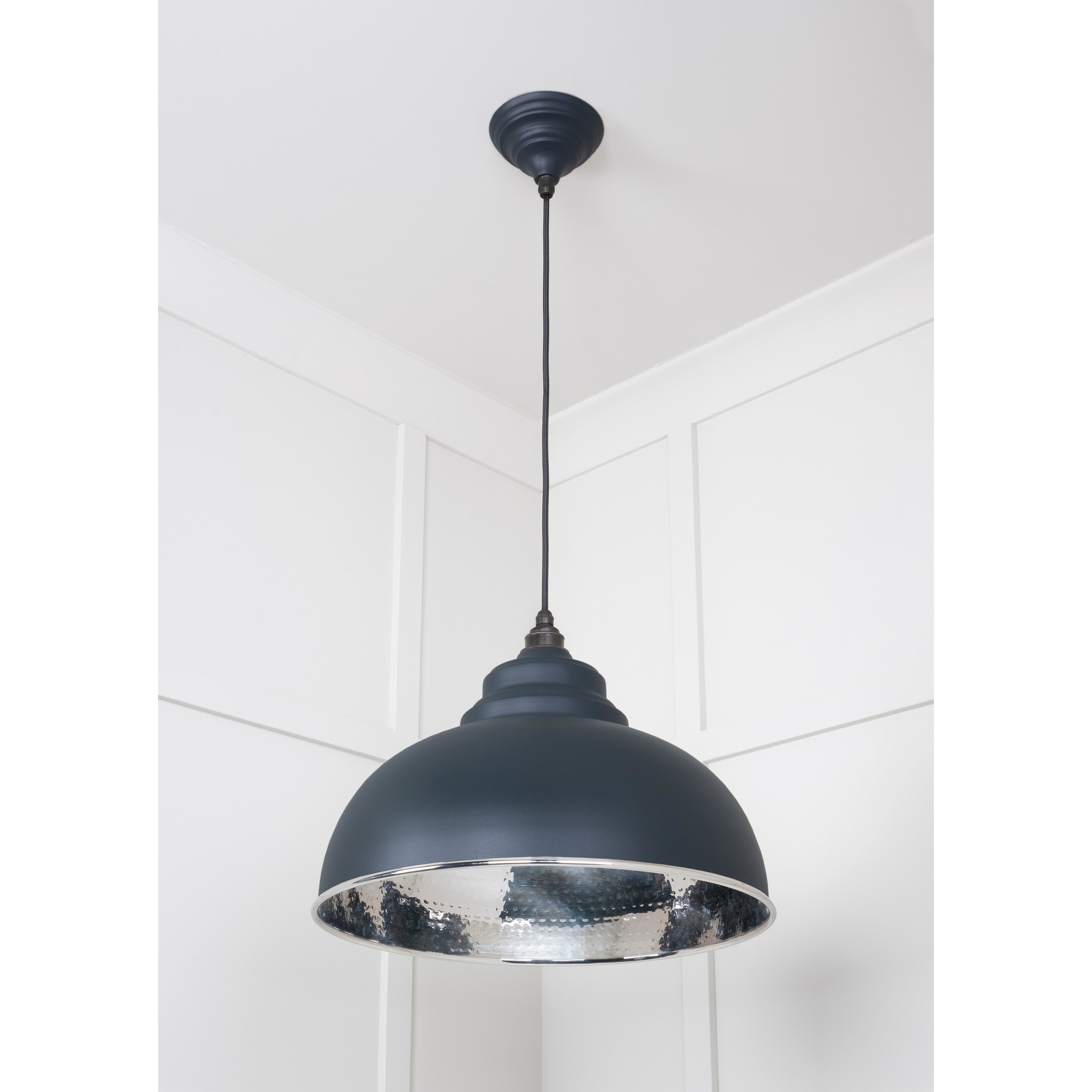 Hammered Nickel Harborne Pendant in Soot | From The Anvil-Harborne-Yester Home