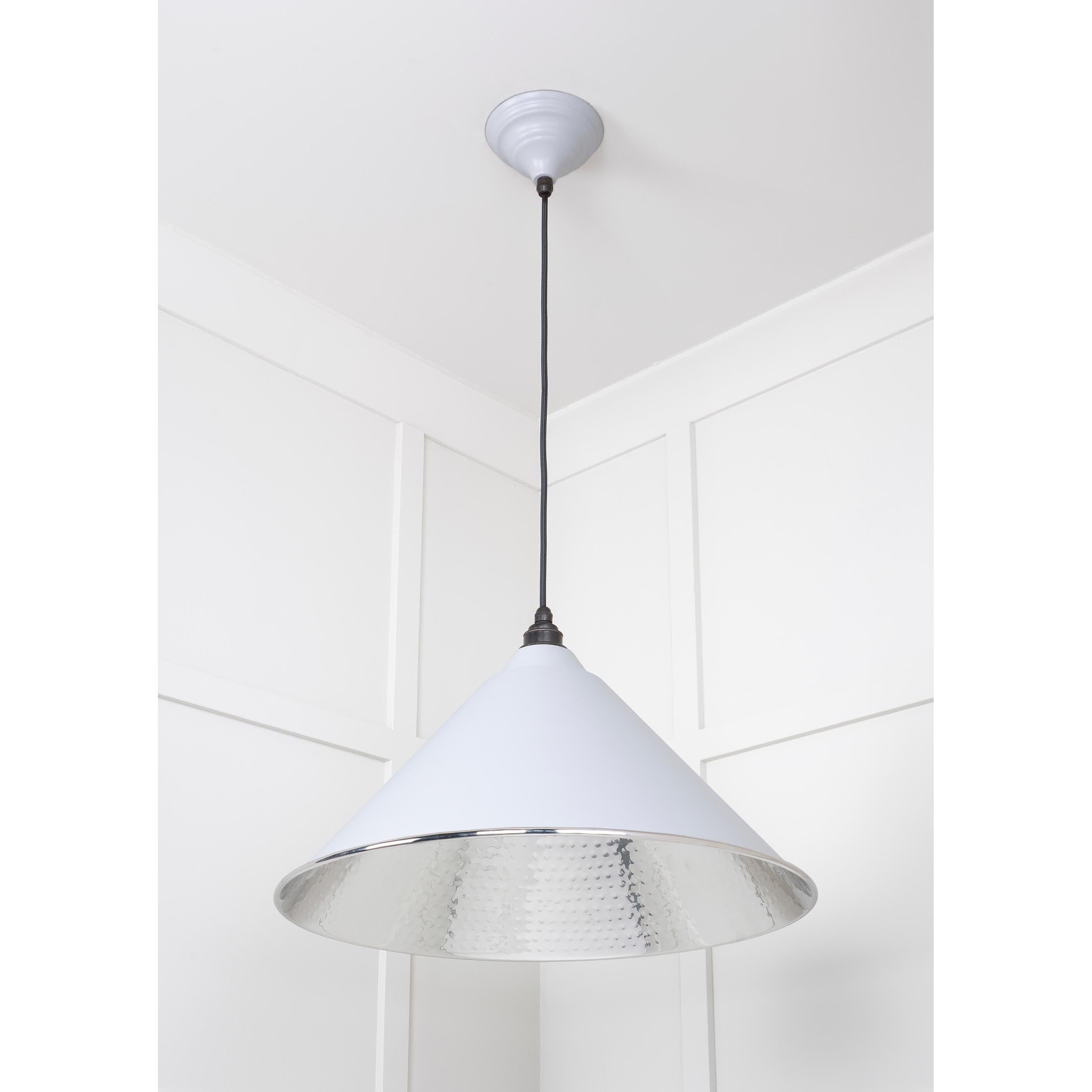 Hammered Nickel Hockley Pendant in Birch | From The Anvil - Hockley - From The Anvil - Yester Home