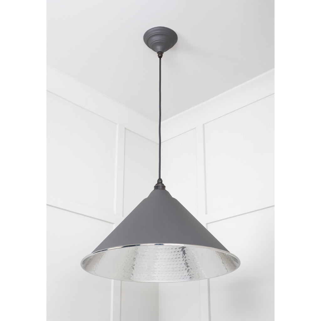 Hammered Nickel Hockley Pendant in Bluff | From The Anvil-Hockley-Yester Home