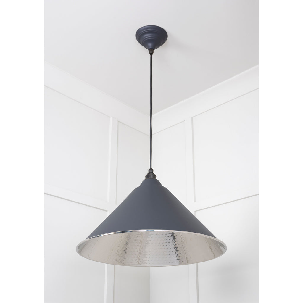 Hammered Nickel Hockley Pendant in Slate | From The Anvil-Hockley-Yester Home