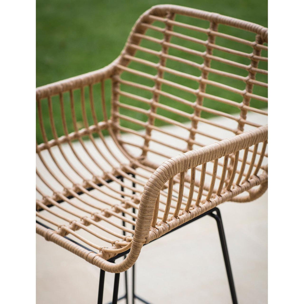 Hampstead Bar Stool with Arms - PE Bamboo-Outdoor Chairs-Yester Home