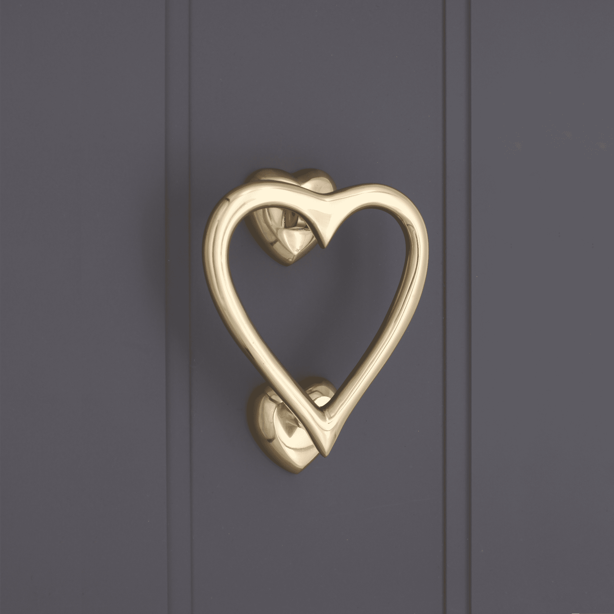 Heart Door Knocker Polished Brass-Door Knockers-Yester Home