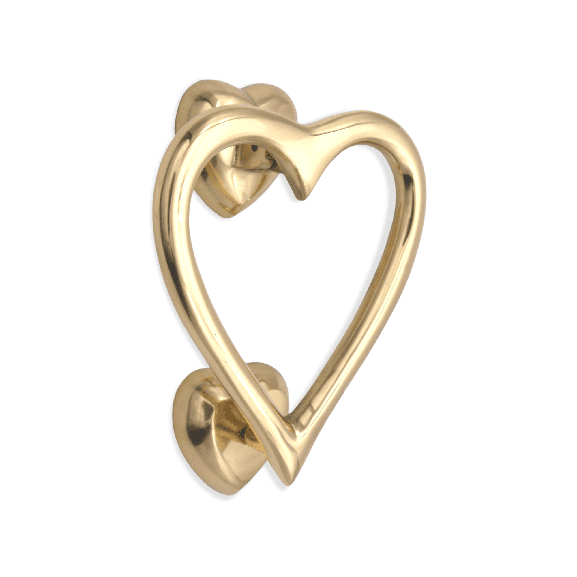 Heart Door Knocker Polished Brass-Door Knockers-Yester Home