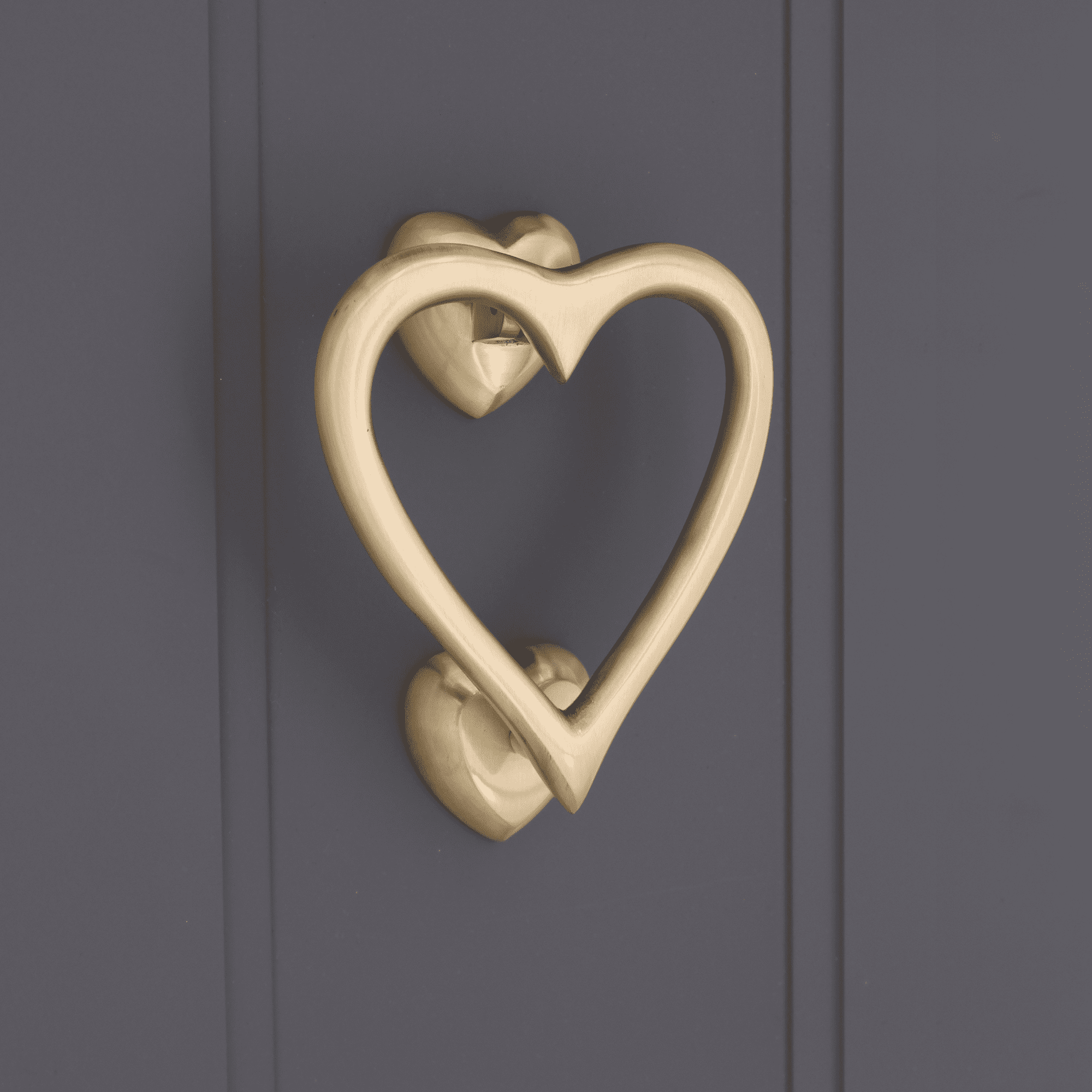 Heart Door Knocker Satin Brass-Door Knockers-Yester Home