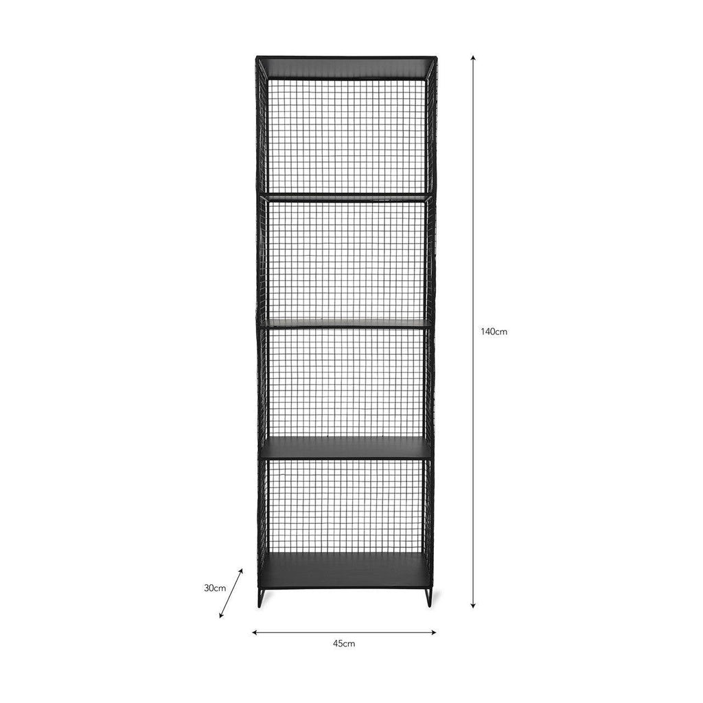 Hornton Storage Unit in Black Tall - Iron-Bookcases & Shelving-Yester Home