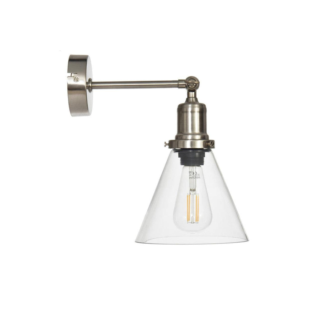 Hoxton Cone Wall Light - Satin Nickel-Wall Lights-Yester Home