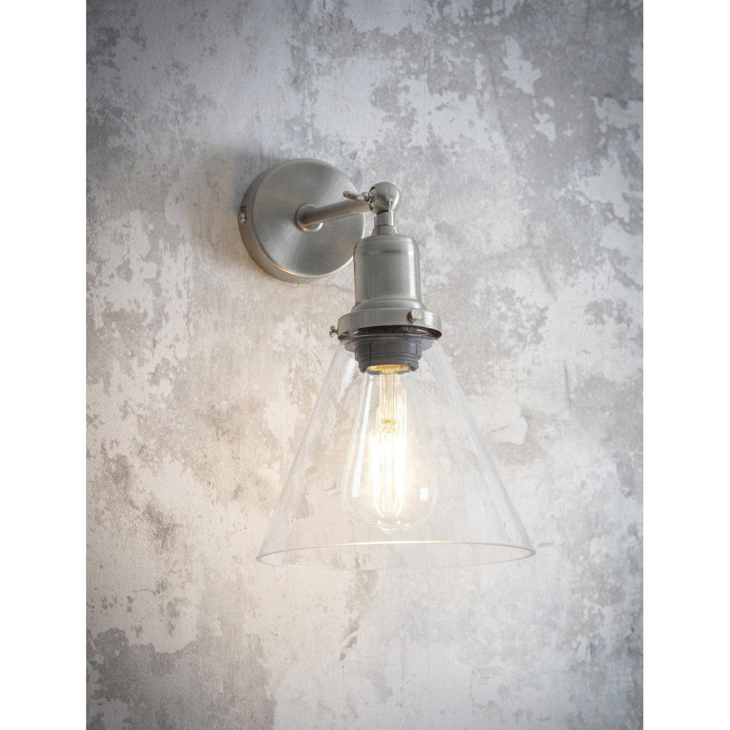 Hoxton Cone Wall Light - Satin Nickel-Wall Lights-Yester Home