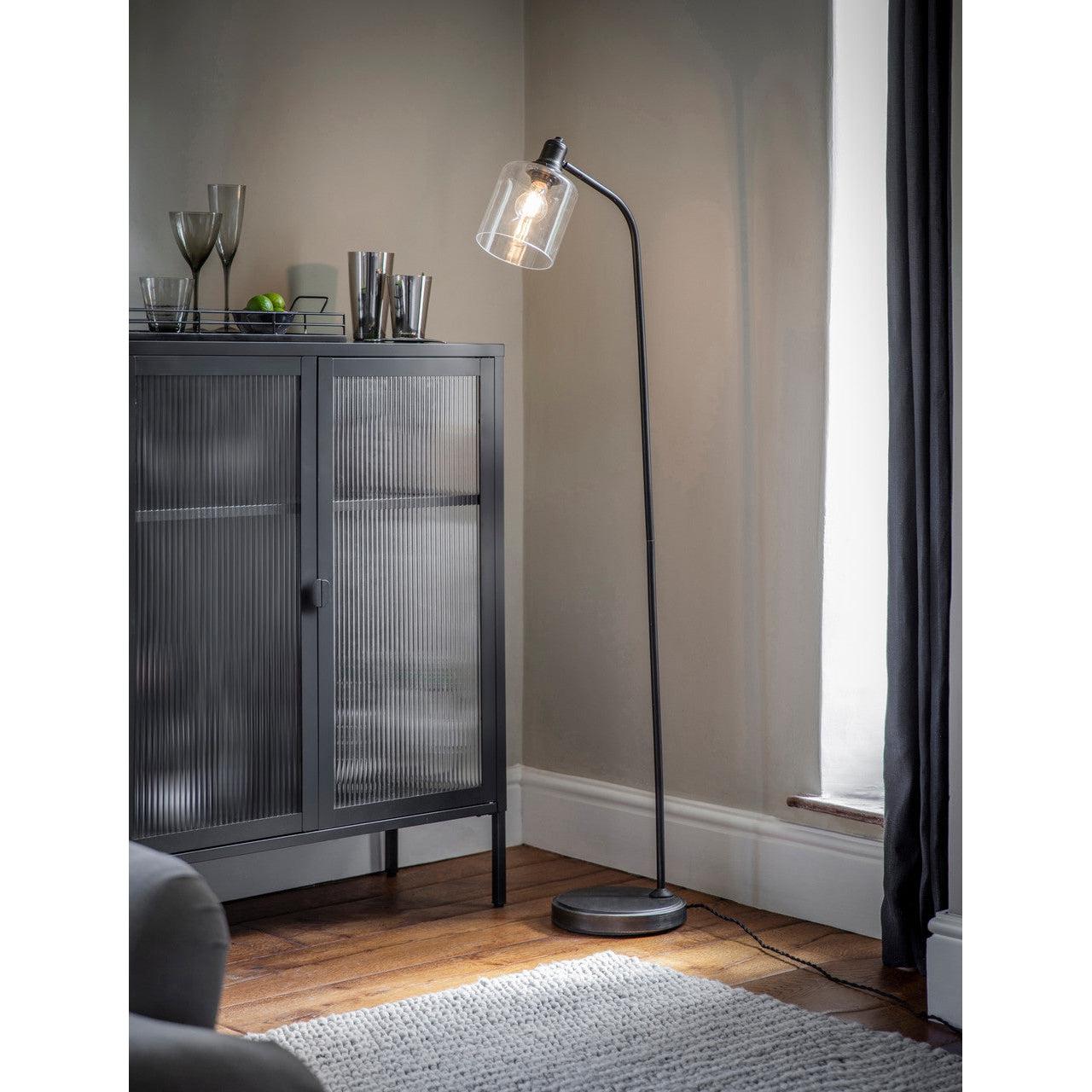 Hoxton Cylinder Floor Lamp in Black - Steel-Floor Lights-Yester Home