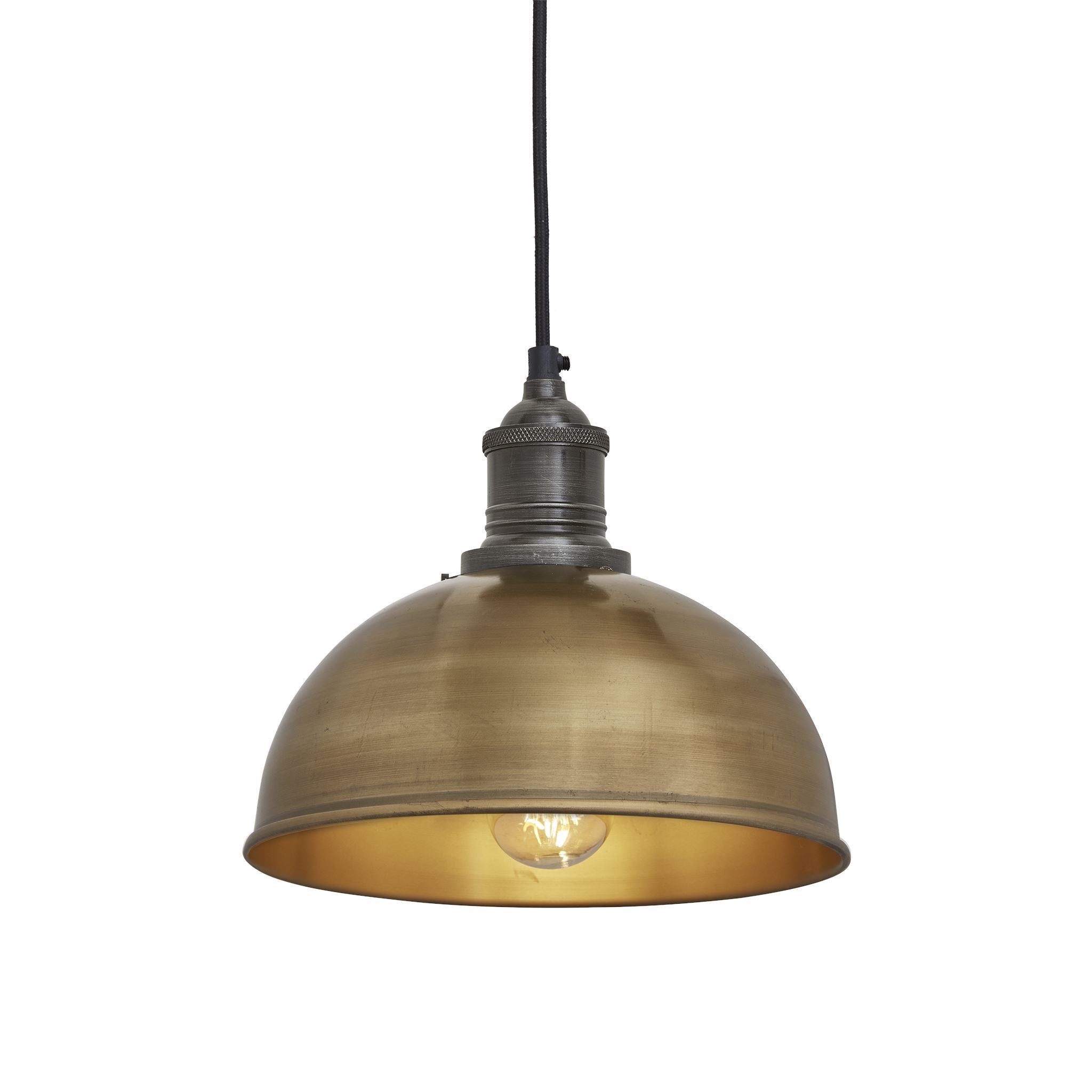Industville Brooklyn Dome Pendant - 8 Inch - Brass-Ceiling Lights-Yester Home