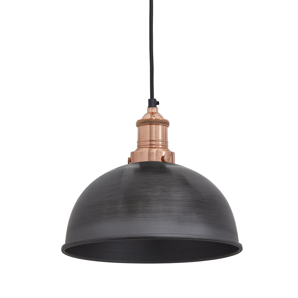 Industville Brooklyn Dome Pendant - 8 Inch - Pewter-Ceiling Lights-Yester Home