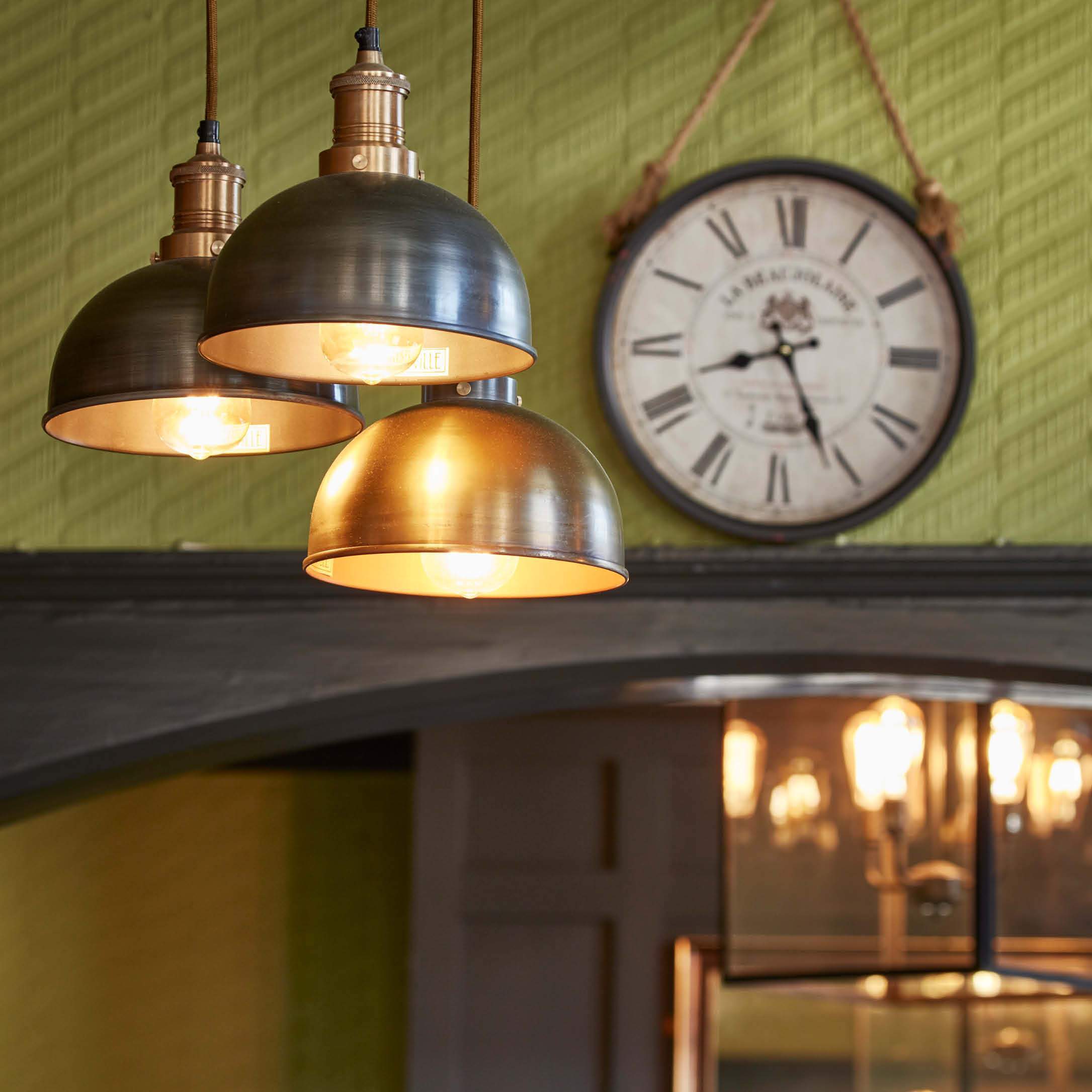 Industville Brooklyn Dome Pendant - 8 Inch - Pewter-Ceiling Lights-Yester Home