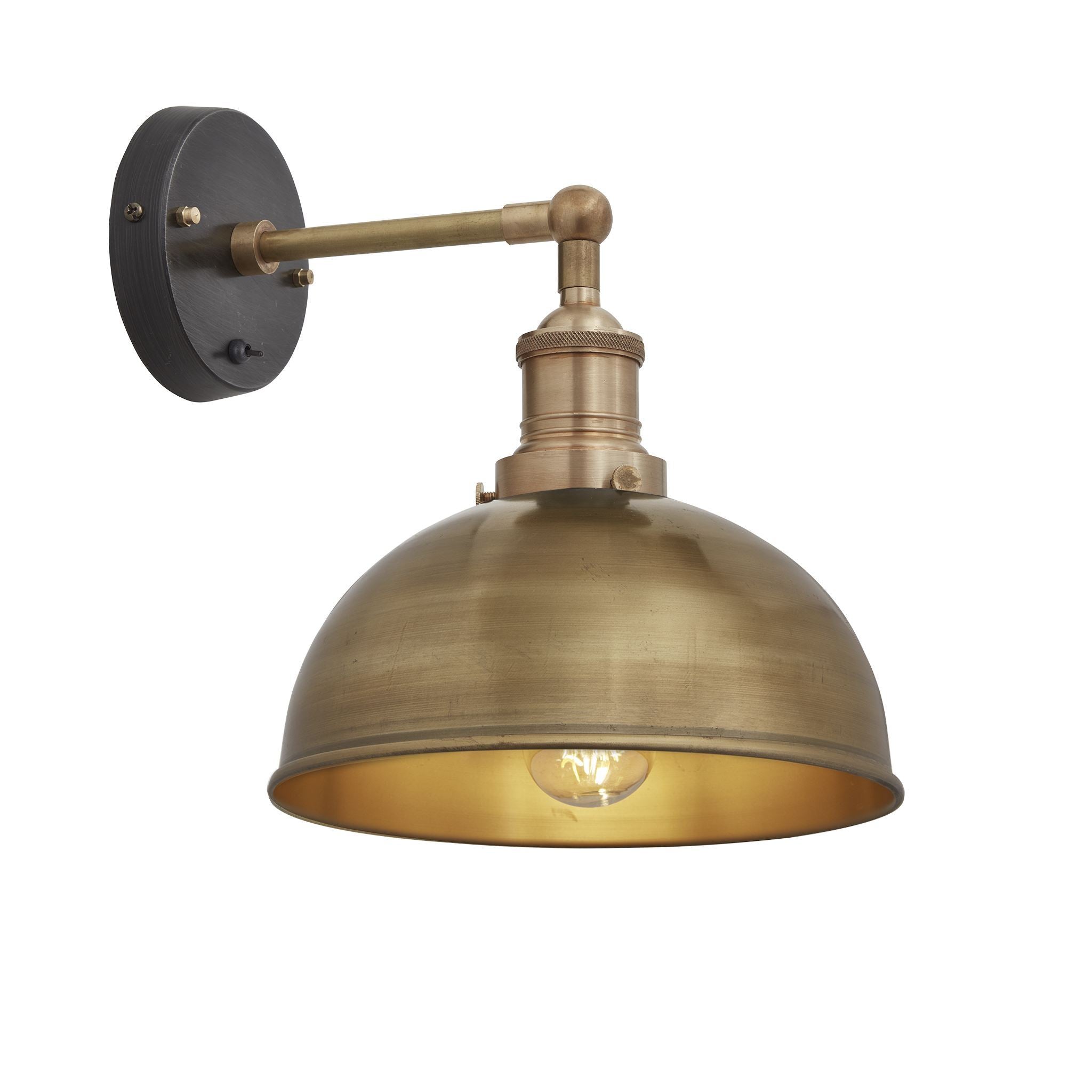 Industville Brooklyn Dome Wall Light - 8 Inch - Brass-Wall Lights-Yester Home