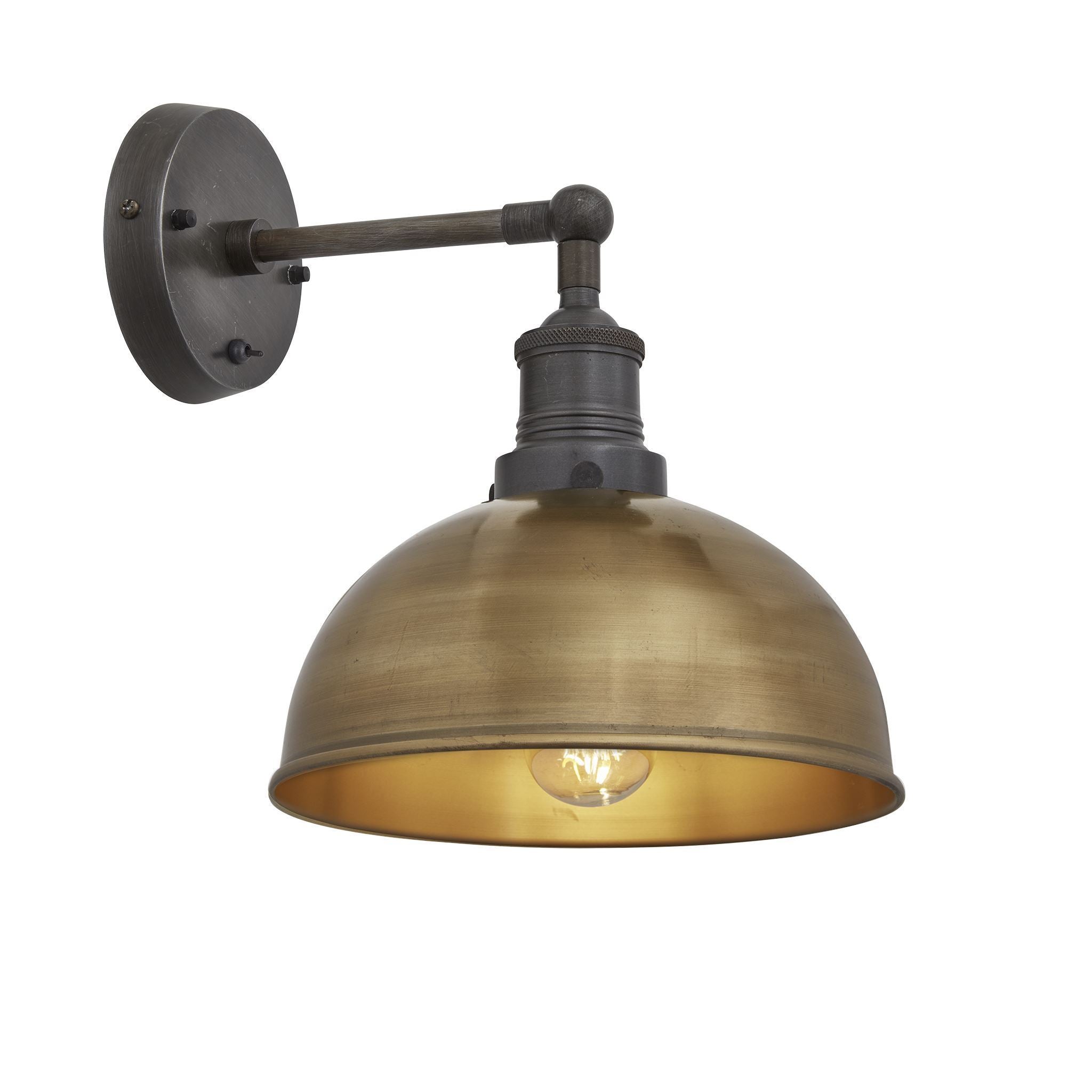 Industville Brooklyn Dome Wall Light - 8 Inch - Brass-Wall Lights-Yester Home