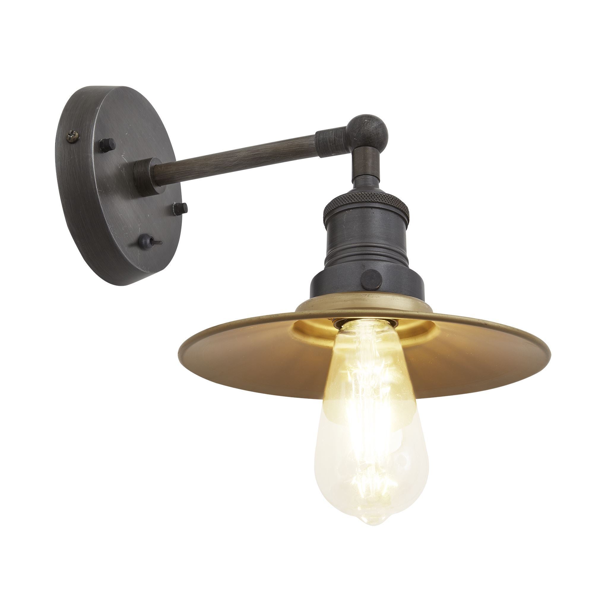 Industville Brooklyn Flat Wall Light - 8 Inch - Brass-Wall Lights-Yester Home