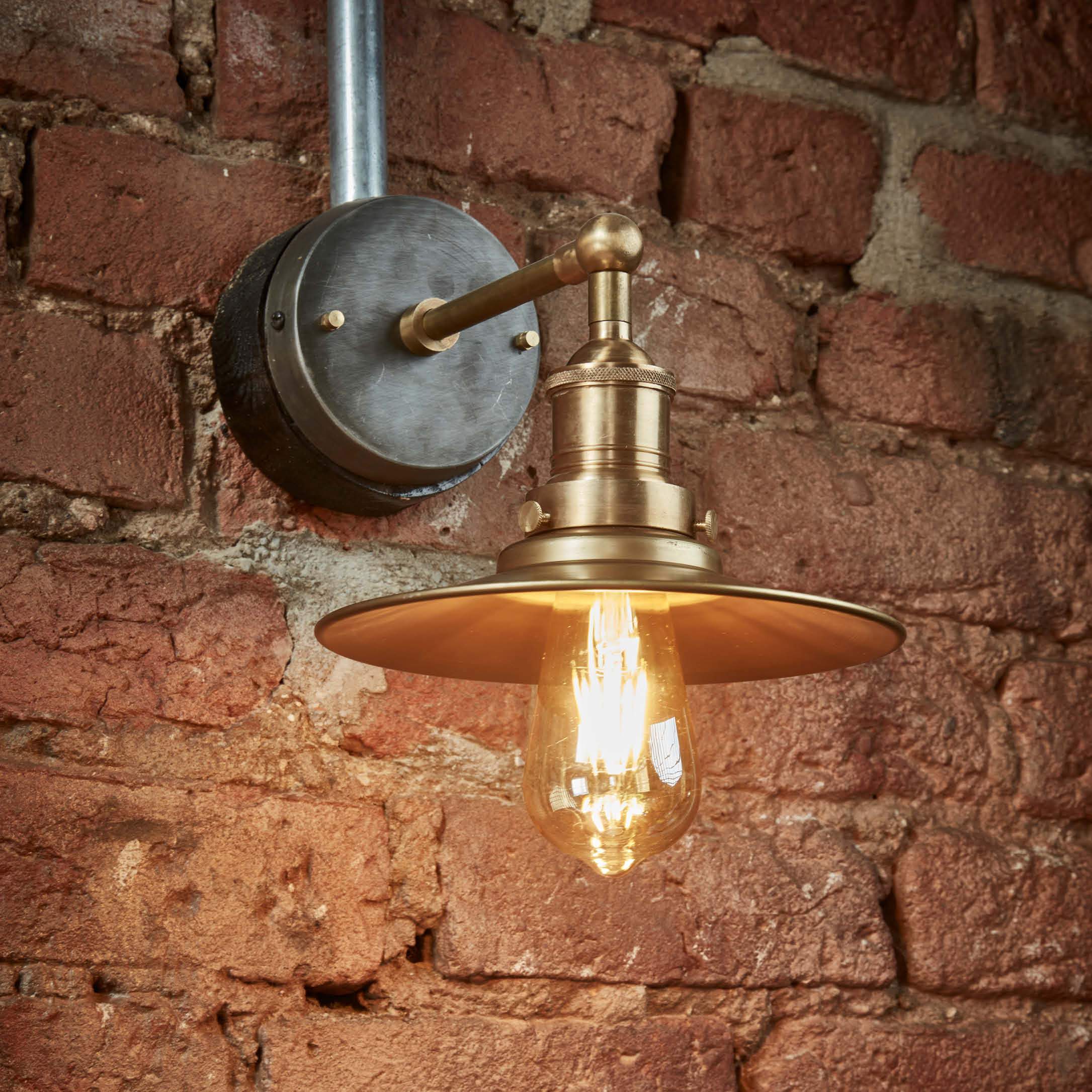 Industville Brooklyn Flat Wall Light - 8 Inch - Brass-Wall Lights-Yester Home