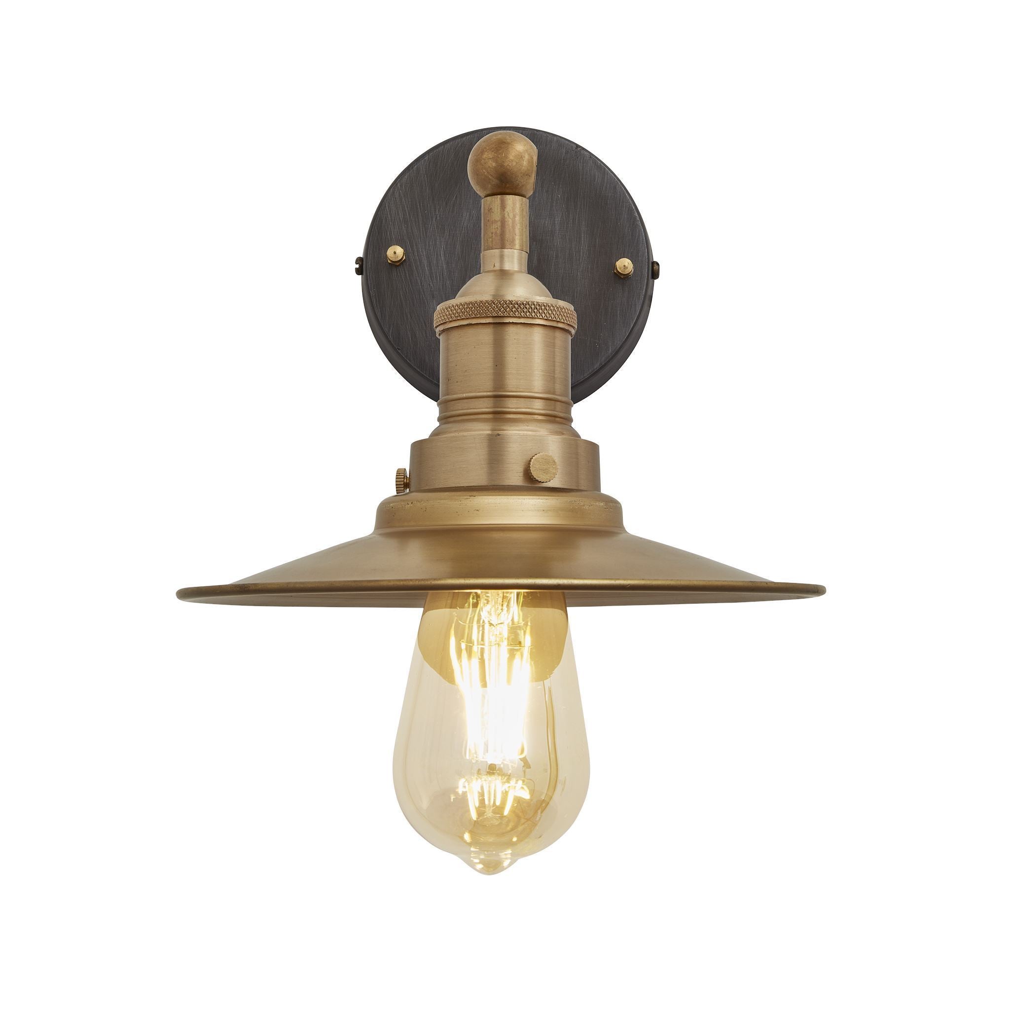 Industville Brooklyn Flat Wall Light - 8 Inch - Brass-Wall Lights-Yester Home